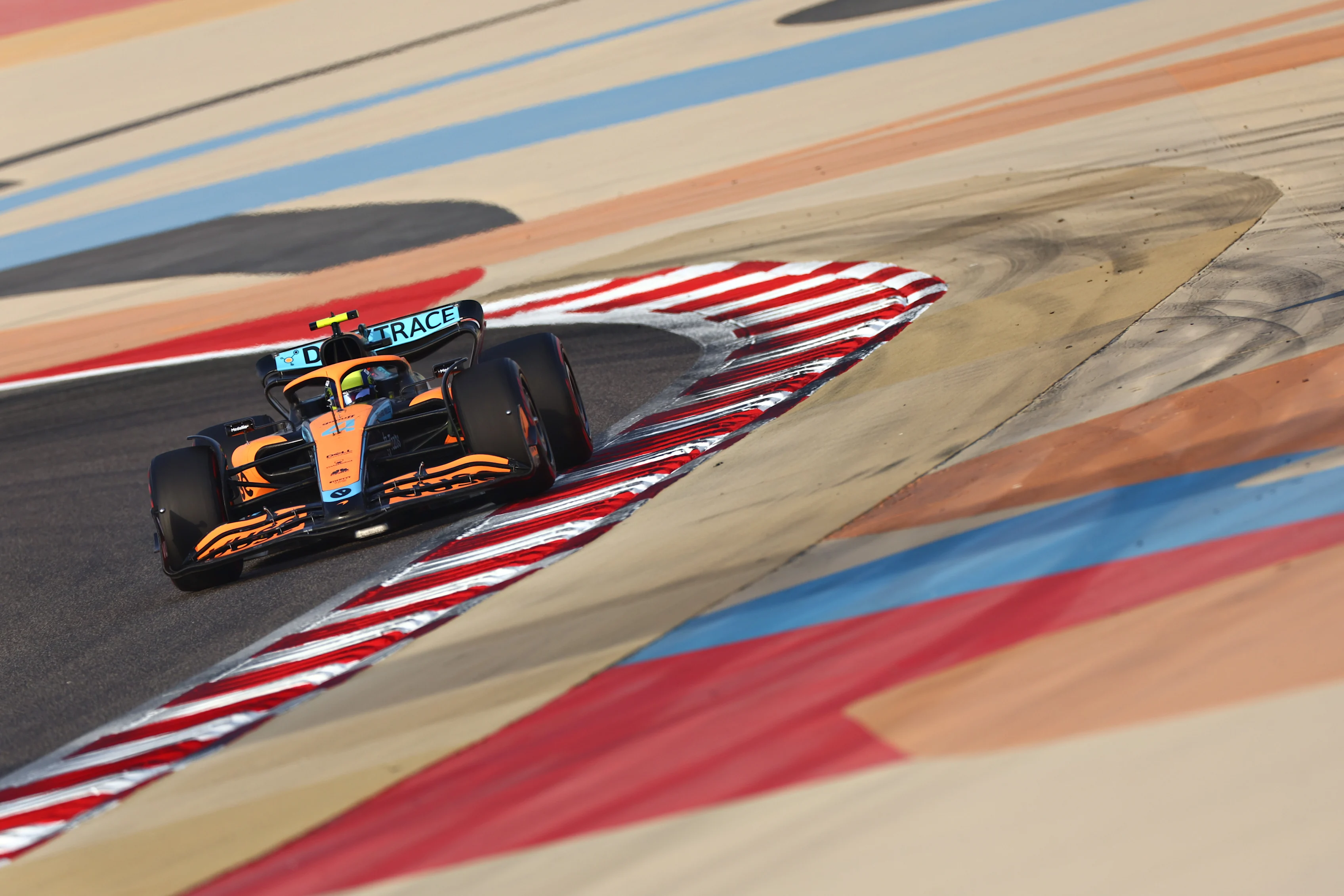 BAHRAIN, BAHRAIN - MARCH 12: Lando Norris of Great Britain driving the (4) McLaren MCL36 Mercedes