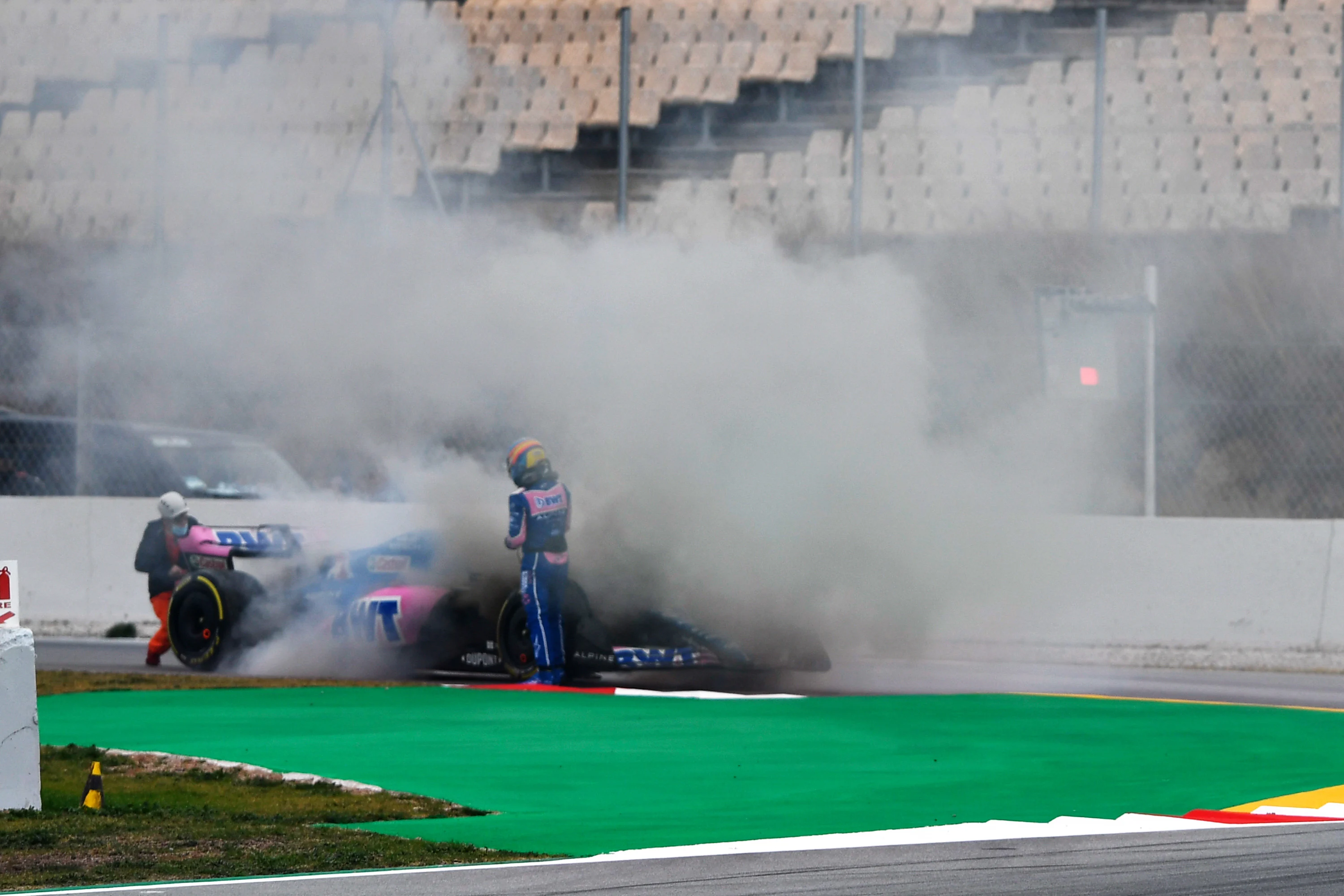 BARCELONA, SPAIN - FEBRUARY 25: Fernando Alonso of Spain driving the (14) Alpine F1 A522 Renault