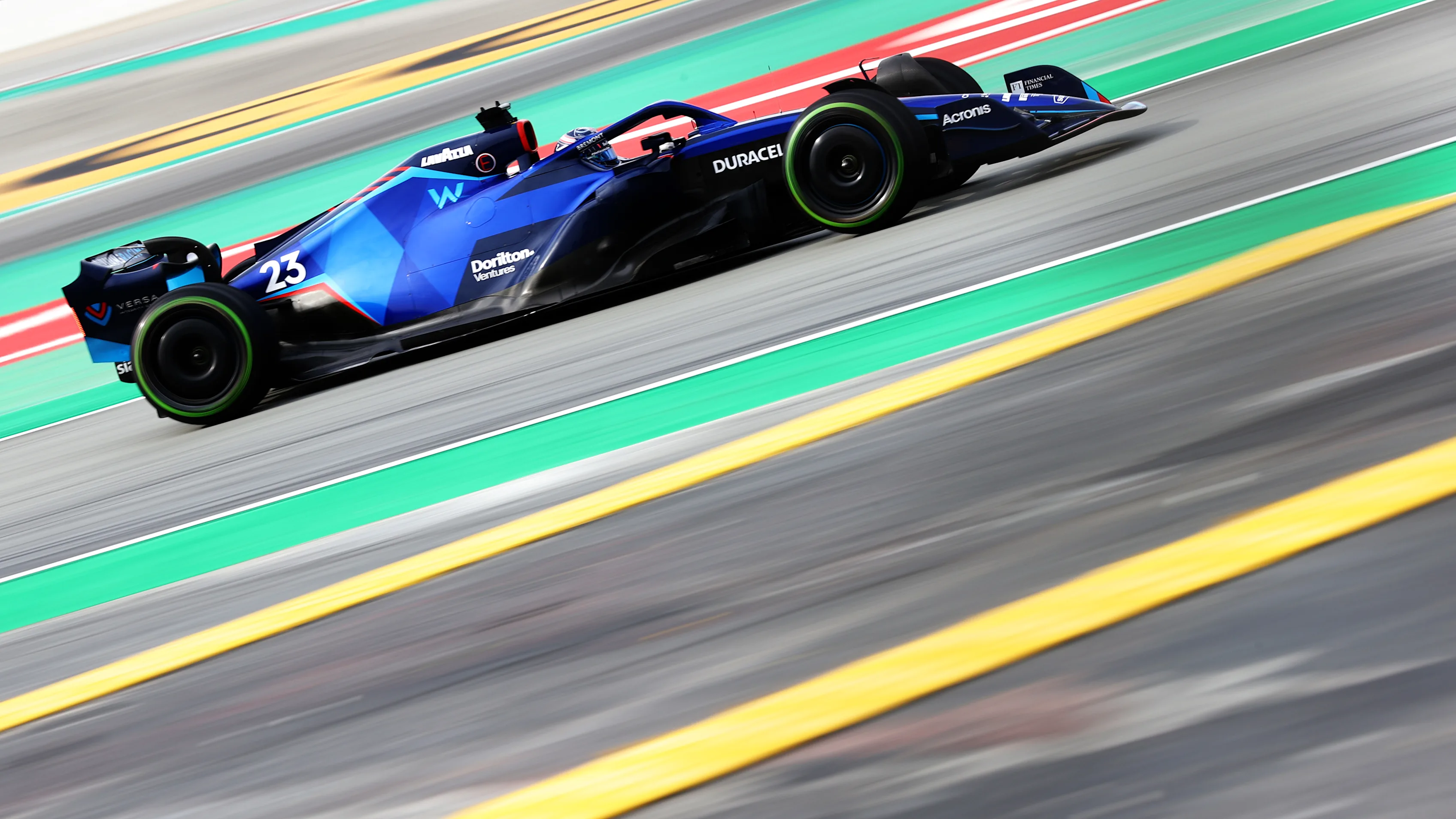 BARCELONA, SPAIN - FEBRUARY 25: Alexander Albon of Thailand driving the (23) Williams FW44 Mercedes on track during Day Three of F1 Testing at Circuit de Barcelona-Catalunya on February 25, 2022 in Barcelona, Spain. (Photo by Dan Istitene - Formula 1/Formula 1 via Getty Images)