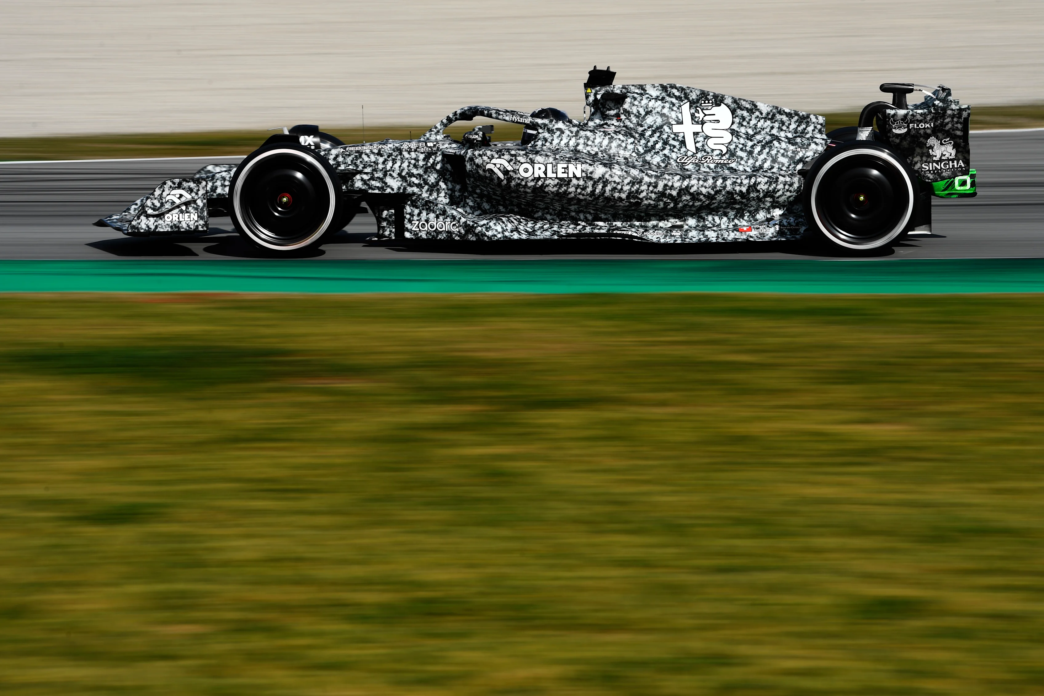 BARCELONA, SPAIN - FEBRUARY 24: Valtteri Bottas of Finland driving the (77) Alfa Romeo F1 C42