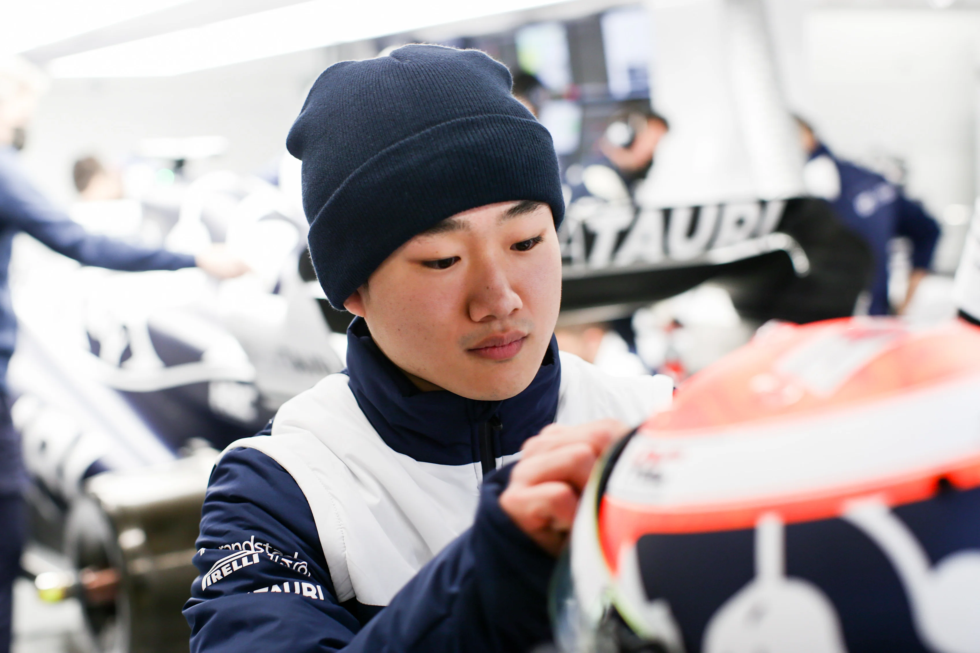 BARCELONA, SPAIN - FEBRUARY 23: Yuki Tsunoda of Scuderia AlphaTauri and Japan  during Day One of F1