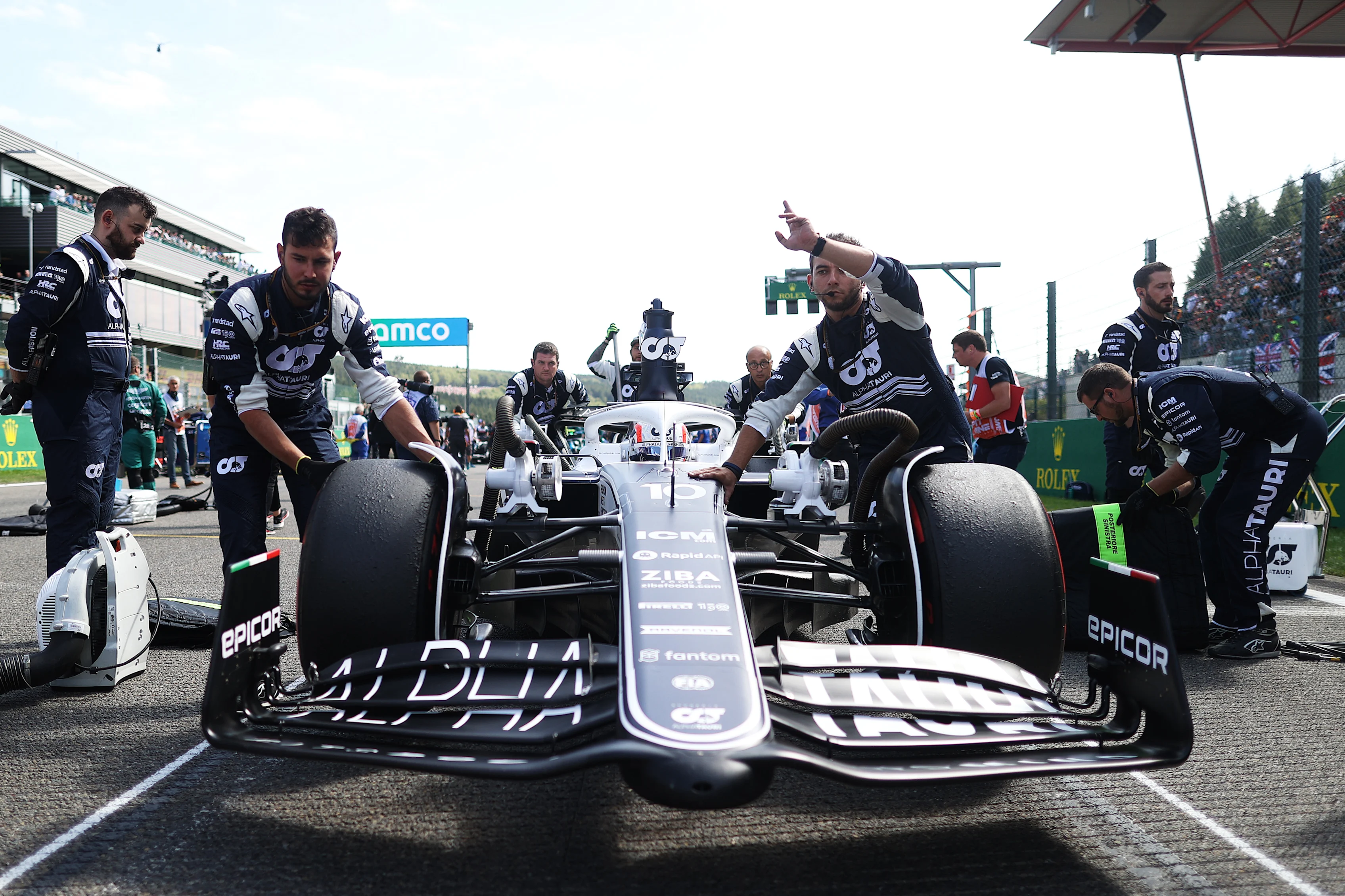 SPA, BELGIUM - AUGUST 28: Pierre Gasly of France and Scuderia AlphaTauri prepares to drive on the