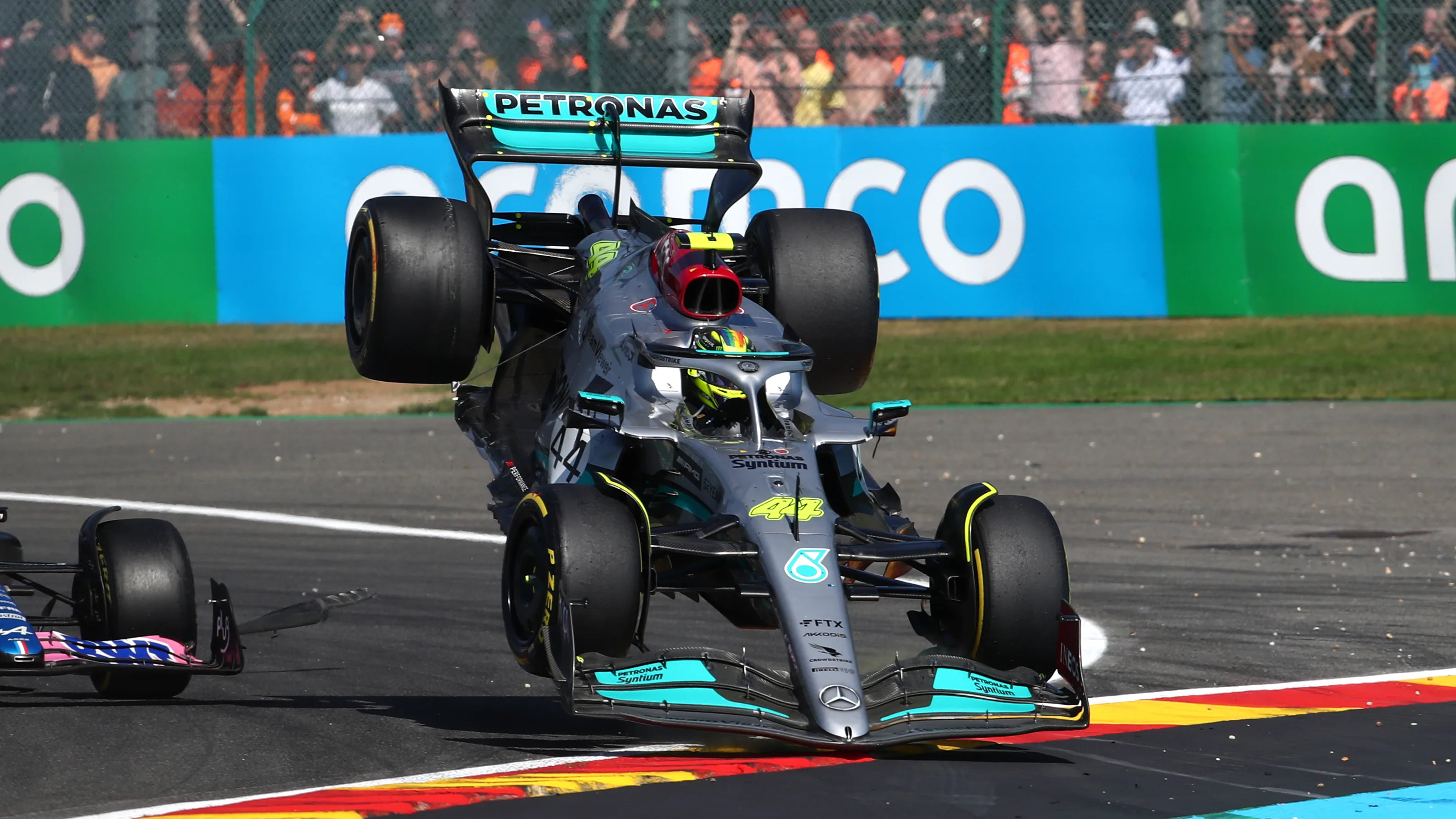 SPA, BELGIUM - AUGUST 28: Lewis Hamilton of Great Britain driving the (44) Mercedes AMG Petronas F1