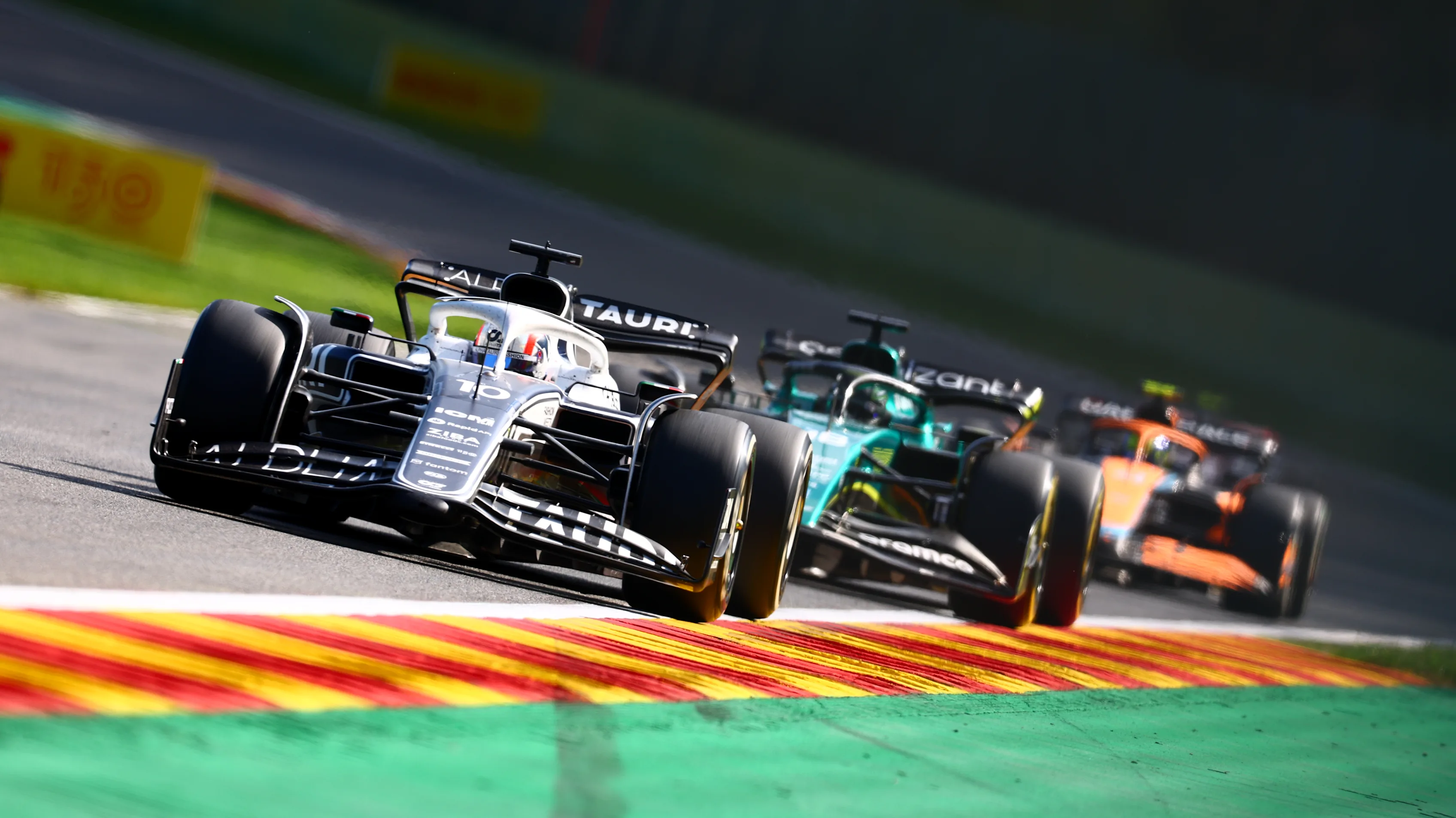 SPA, BELGIUM - AUGUST 28: Pierre Gasly of France driving the (10) Scuderia AlphaTauri AT03 on track during the F1 Grand Prix of Belgium at Circuit de Spa-Francorchamps on August 28, 2022 in Spa, Belgium. (Photo by Dan Istitene - Formula 1/Formula 1 via Getty Images)