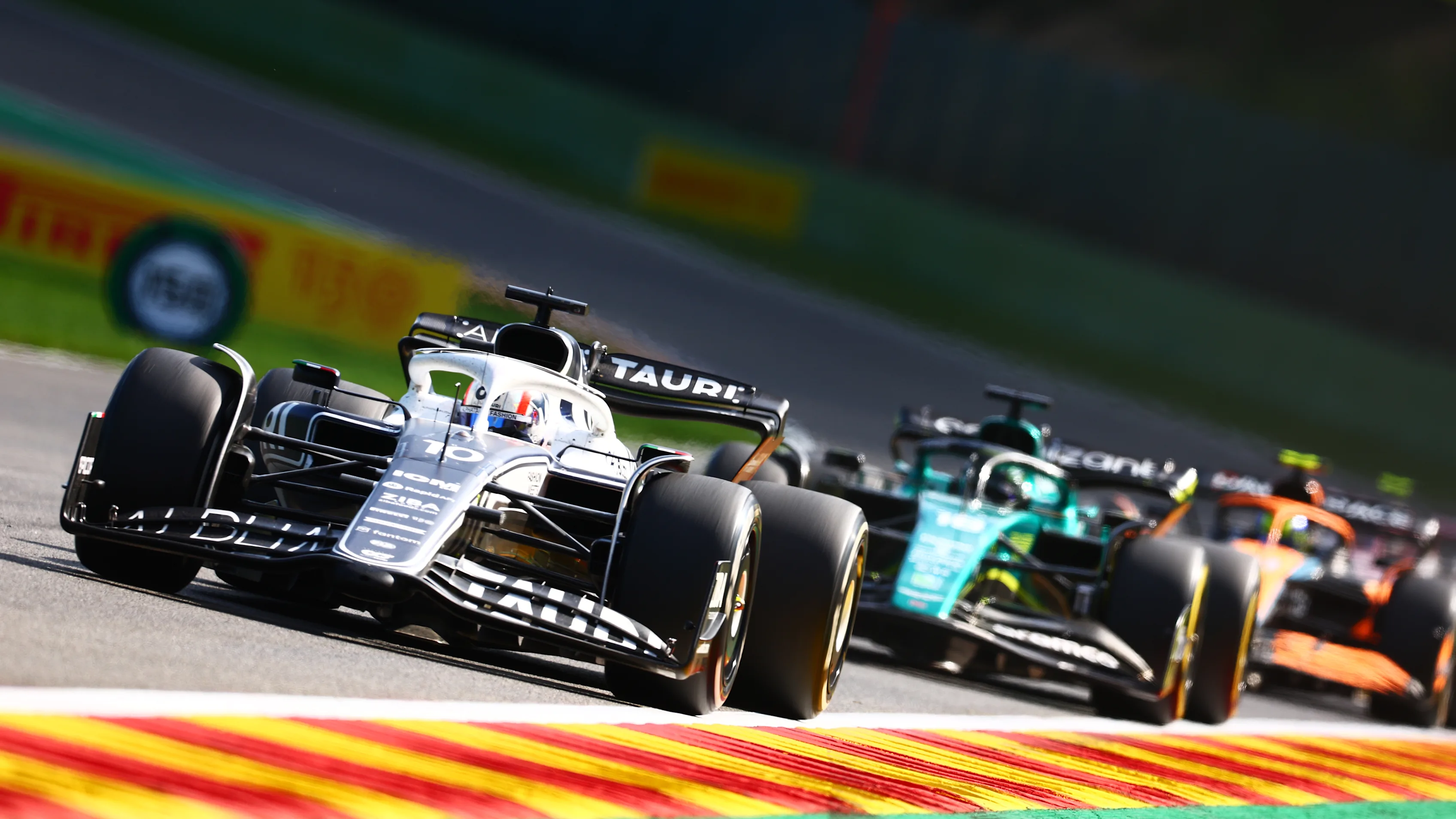 SPA, BELGIUM - AUGUST 28: Pierre Gasly of France driving the (10) Scuderia AlphaTauri AT03 on track