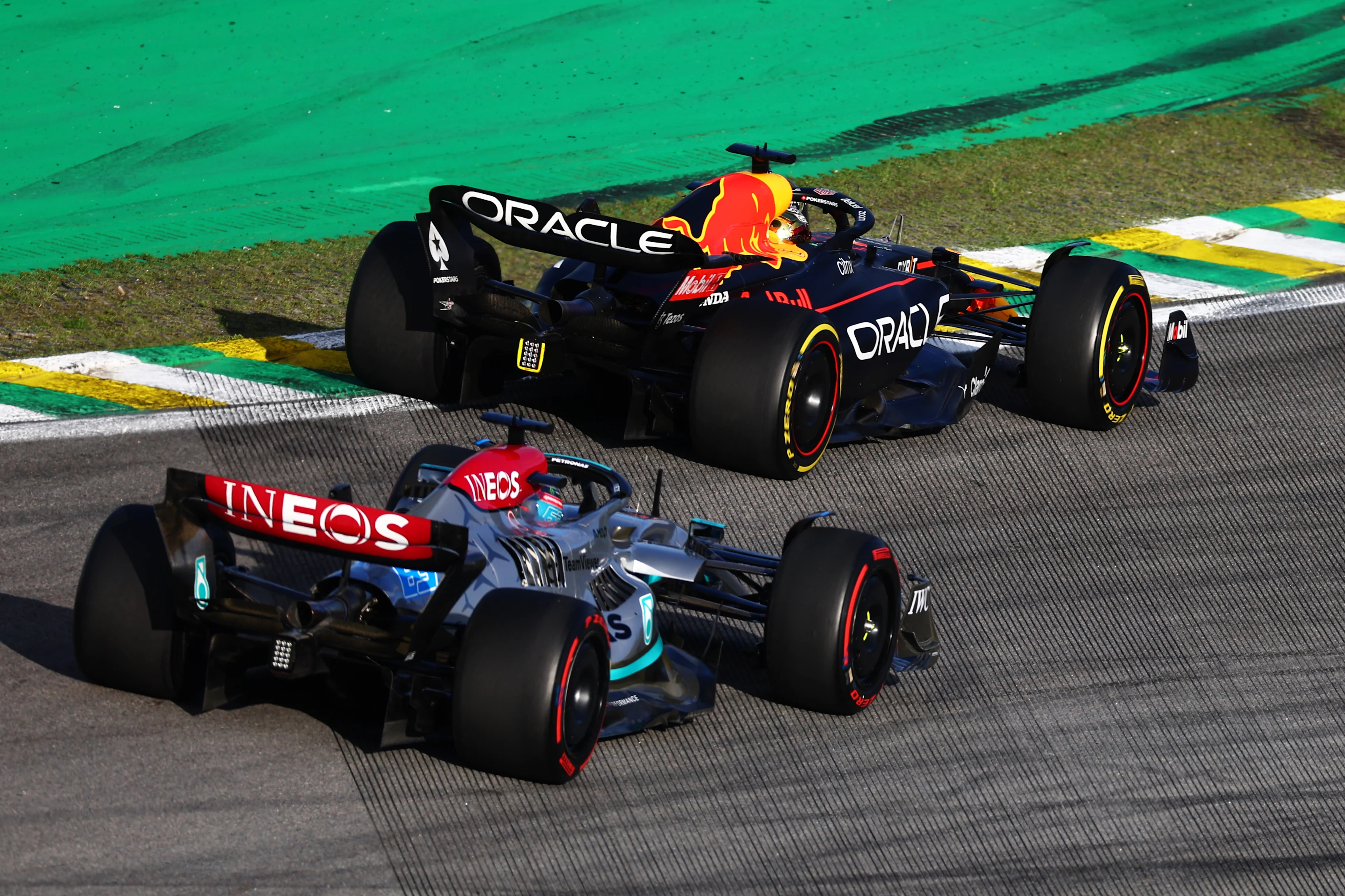 SAO PAULO, BRAZIL - NOVEMBER 12: Max Verstappen of the Netherlands driving the (1) Oracle Red Bull