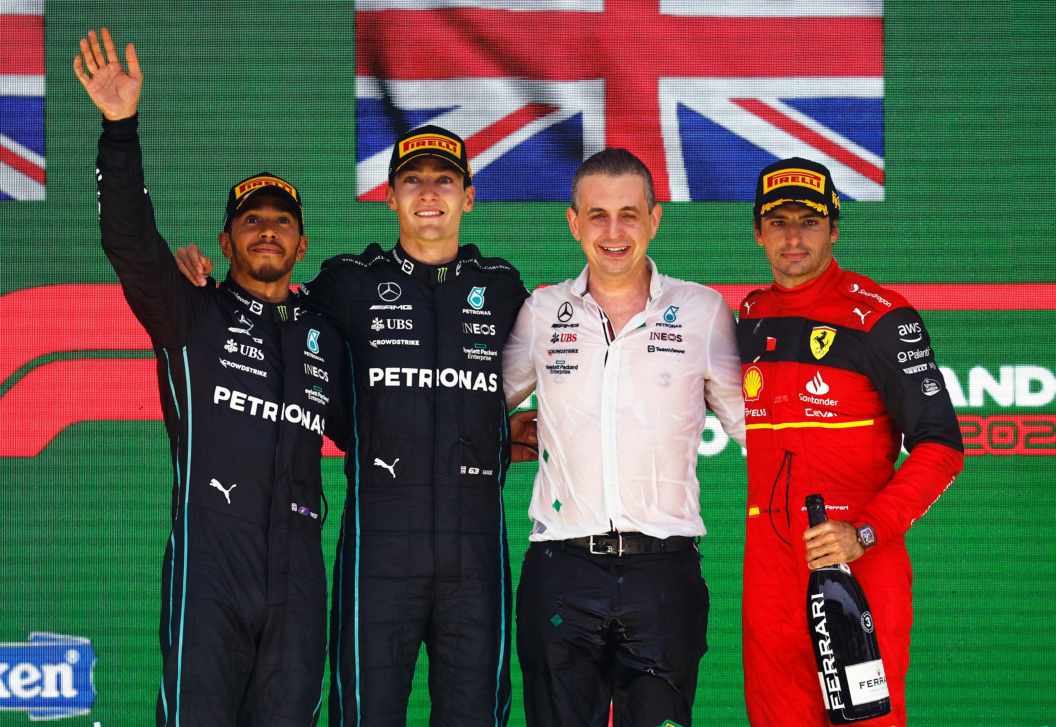 SAO PAULO, BRAZIL - NOVEMBER 13: 1o George Russell of Great Britain and Mercedes, Second placed