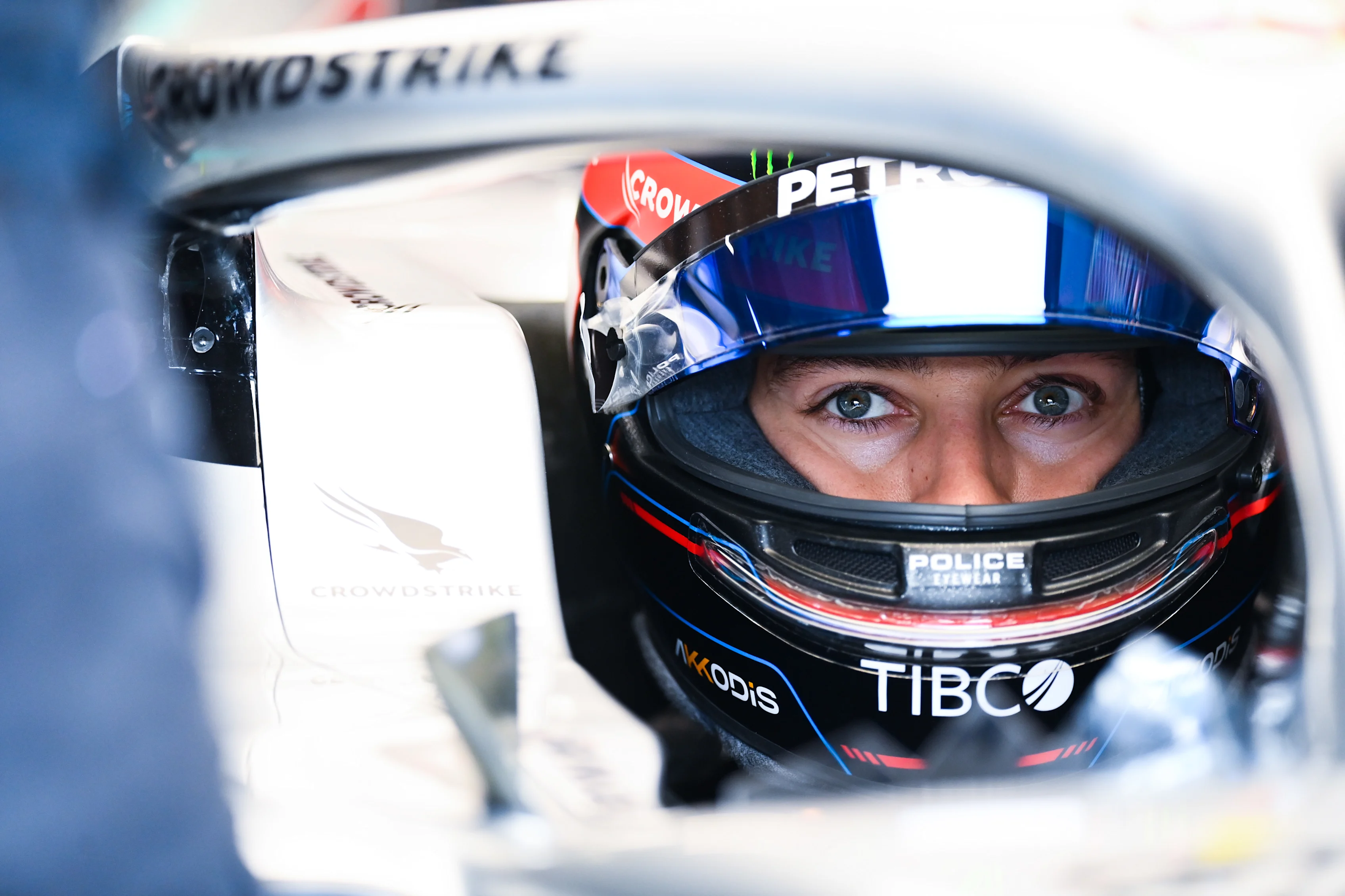 MONTREAL, QUEBEC - JUNE 17: George Russell of Great Britain and Mercedes prepares to drive in the
