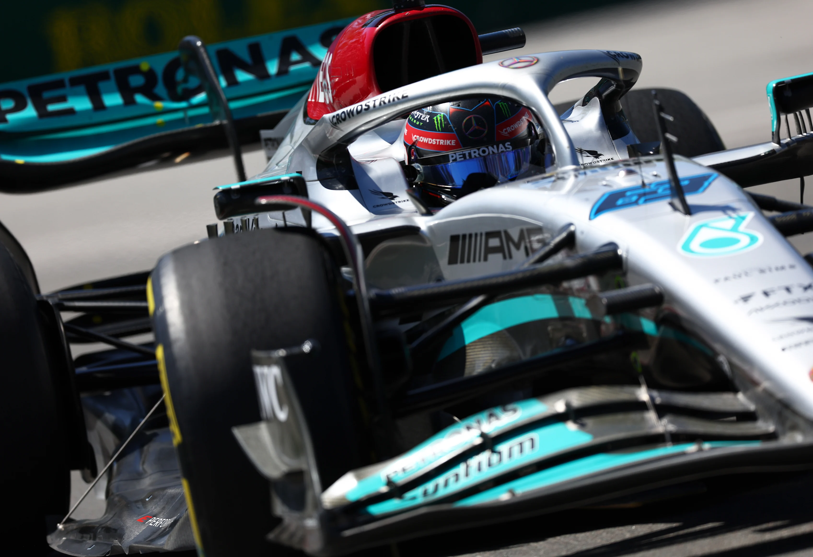 MONTREAL, QUEBEC - JUNE 19: George Russell of Great Britain driving the (63) Mercedes AMG Petronas