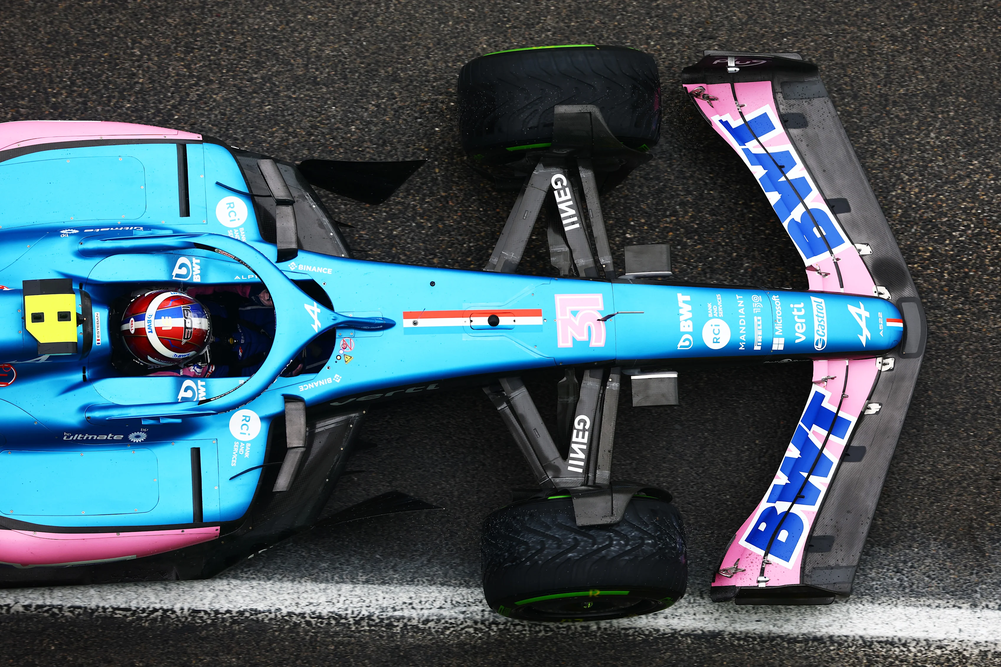 IMOLA, ITALY - APRIL 22: Esteban Ocon of France driving the (31) Alpine F1 A522 Renault on track during practice ahead of the F1 Grand Prix of Emilia Romagna at Autodromo Enzo e Dino Ferrari on April 22, 2022 in Imola, Italy. (Photo by Mark Thompson/Getty Images)