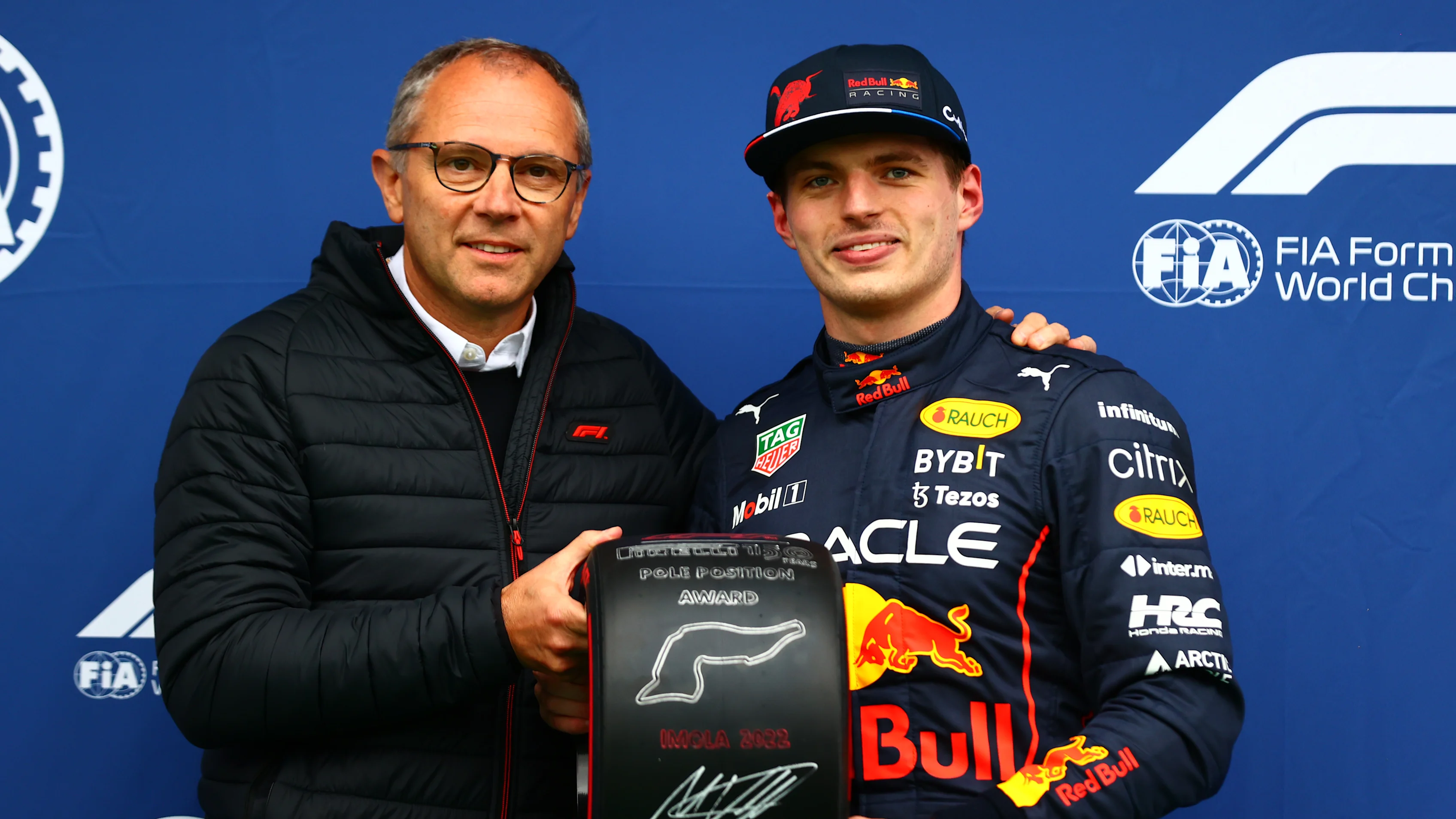 IMOLA, ITALY - APRIL 22: Pole position qualifier Max Verstappen of the Netherlands and Oracle Red