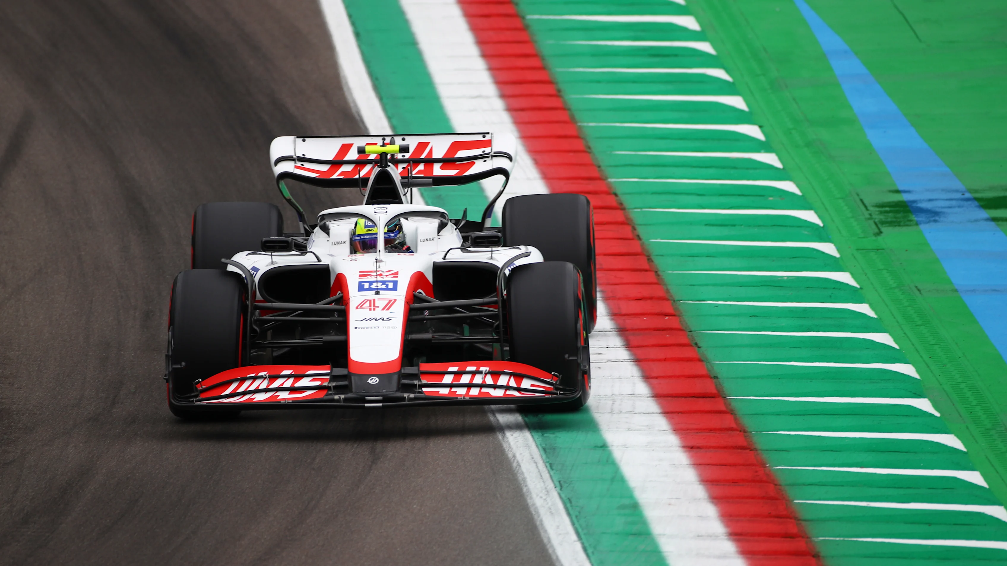 IMOLA, ITALY - APRIL 22: Mick Schumacher of Germany driving the (47) Haas F1 VF-22 Ferrari on track