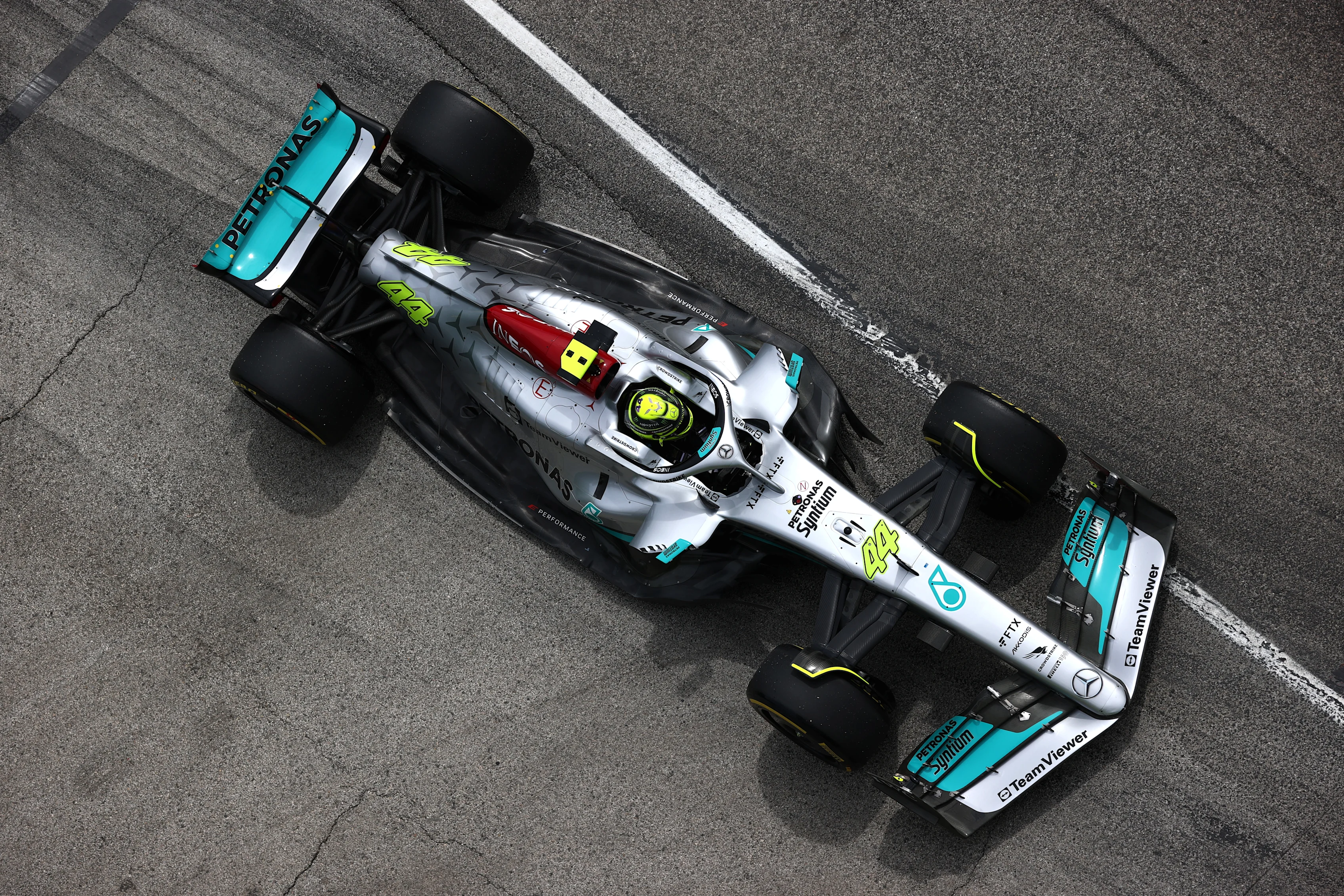 IMOLA, ITALY - APRIL 23: Lewis Hamilton of Great Britain driving the (44) Mercedes AMG Petronas F1