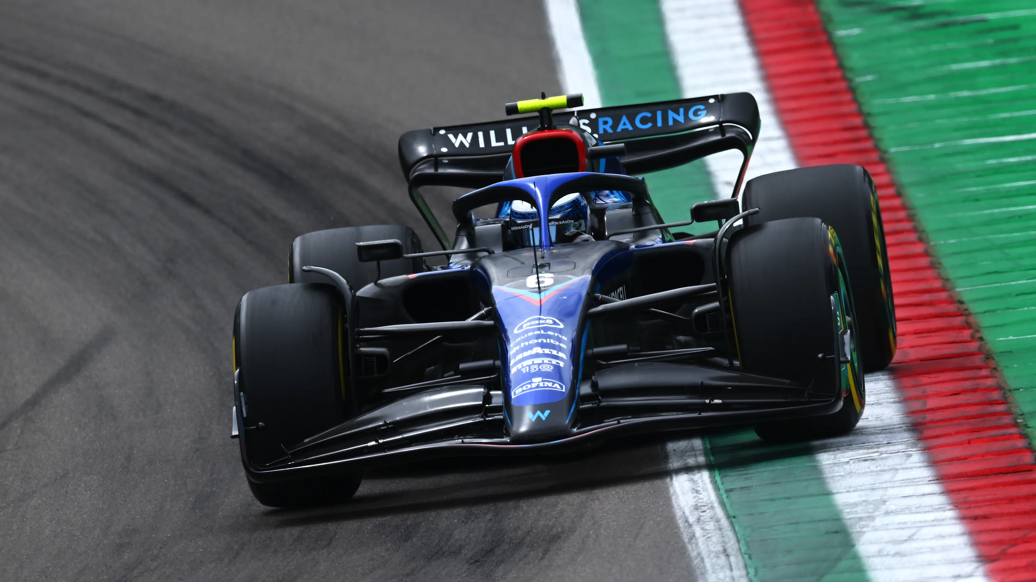 IMOLA, ITALY - APRIL 23: Nicholas Latifi of Canada driving the (6) Williams FW44 Mercedes during practice ahead of the F1 Grand Prix of Emilia Romagna at Autodromo Enzo e Dino Ferrari on April 23, 2022 in Imola, Italy. (Photo by Clive Mason/Getty Images)