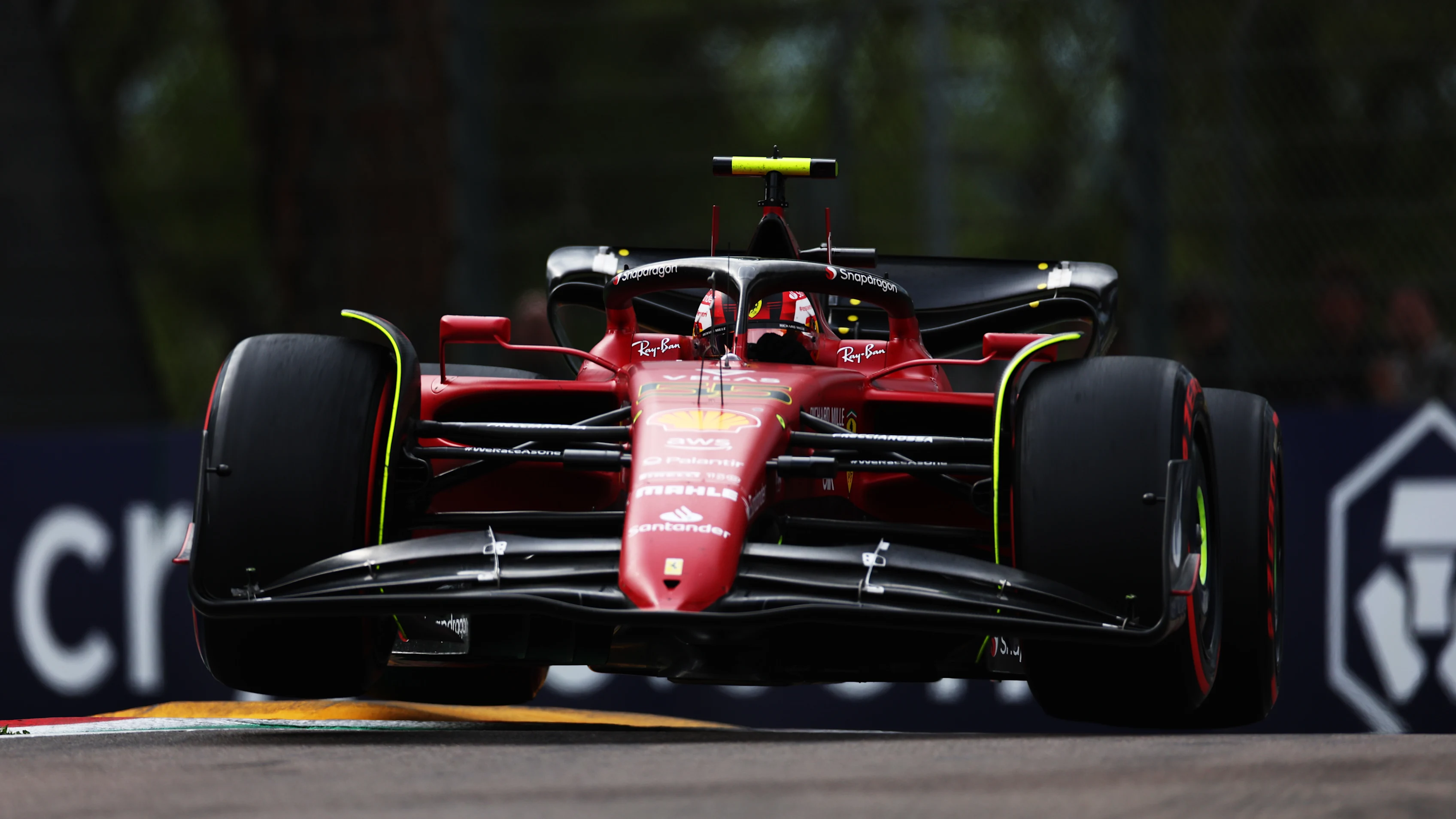 IMOLA, ITALY - APRIL 23: Carlos Sainz of Spain driving (55) the Ferrari F1-75 on track during
