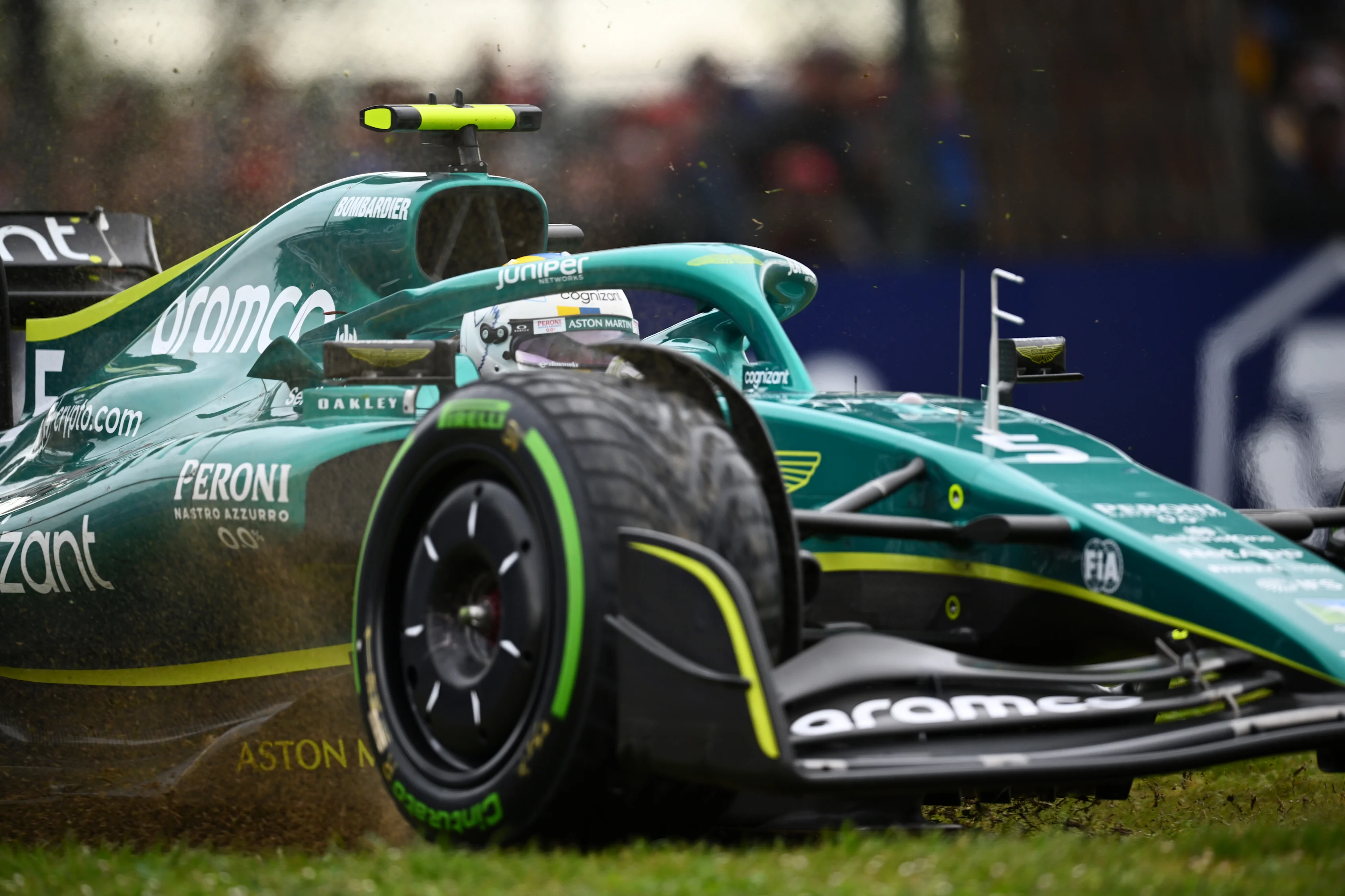 IMOLA, ITALY - APRIL 24: Sebastian Vettel of Germany driving the (5) Aston Martin AMR22 Mercedes