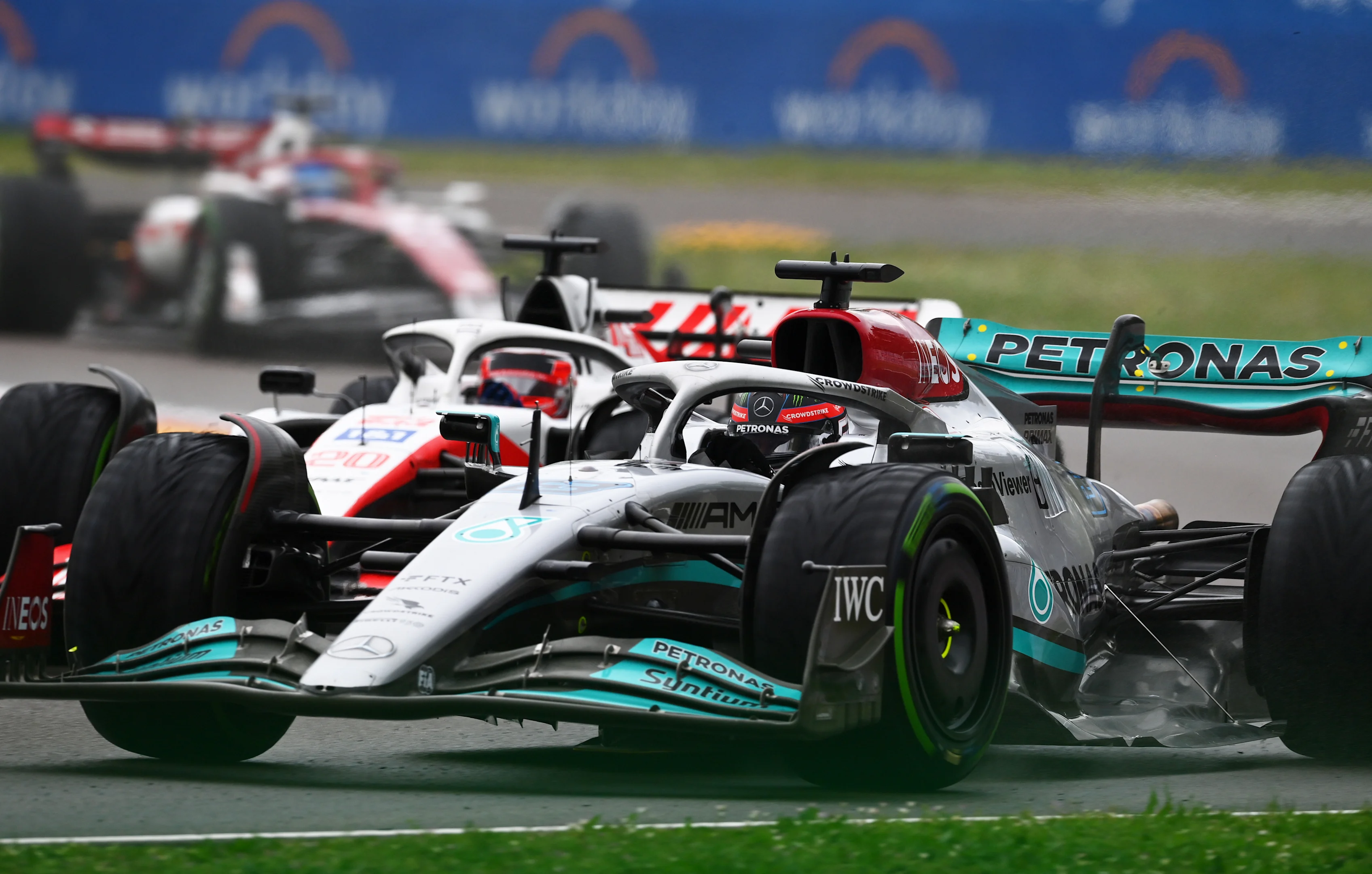 IMOLA, ITALY - APRIL 24: George Russell of Great Britain driving the (63) Mercedes AMG Petronas F1