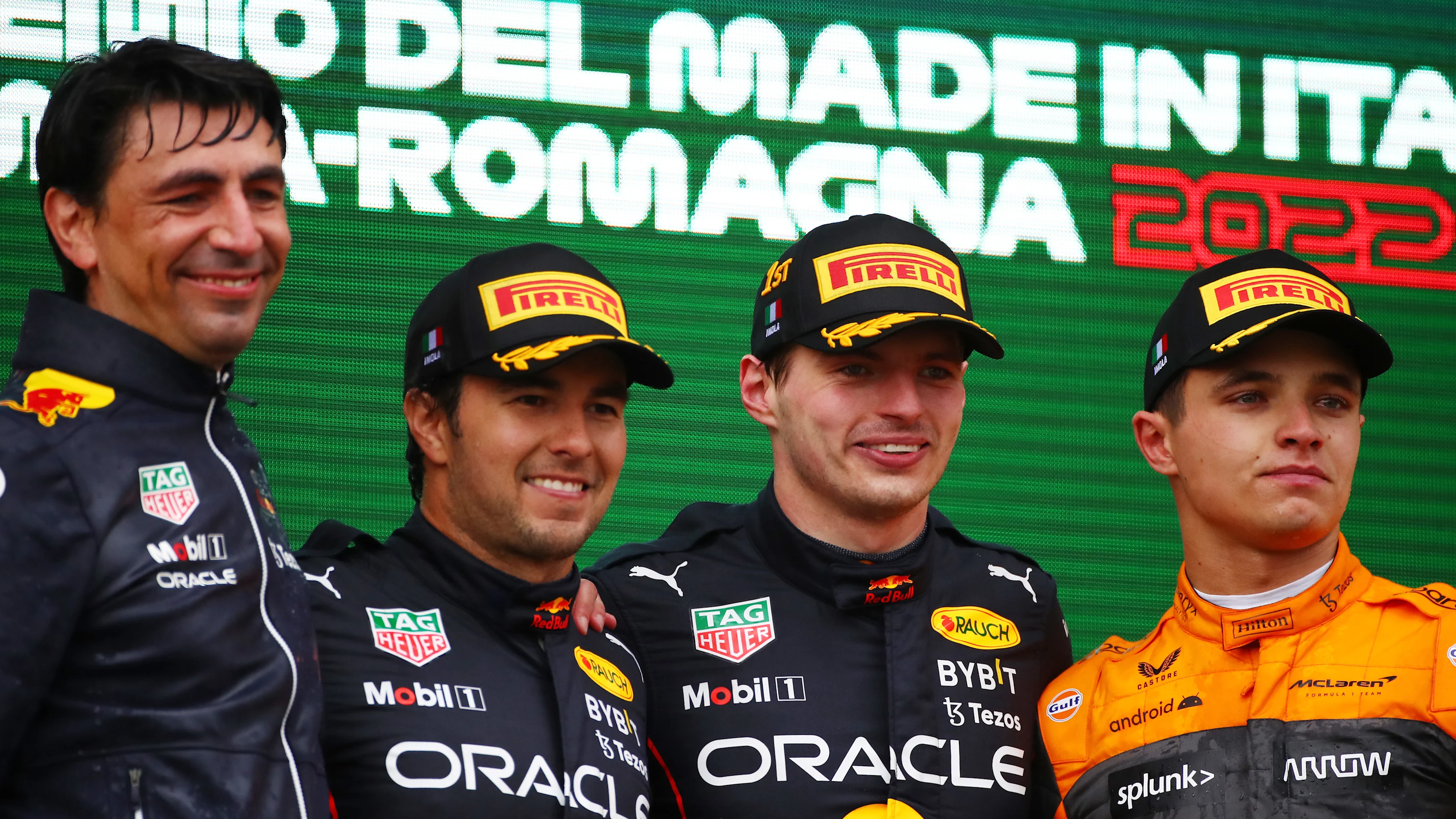 IMOLA, ITALY - APRIL 24: Race winner Max Verstappen of the Netherlands and Oracle Red Bull Racing