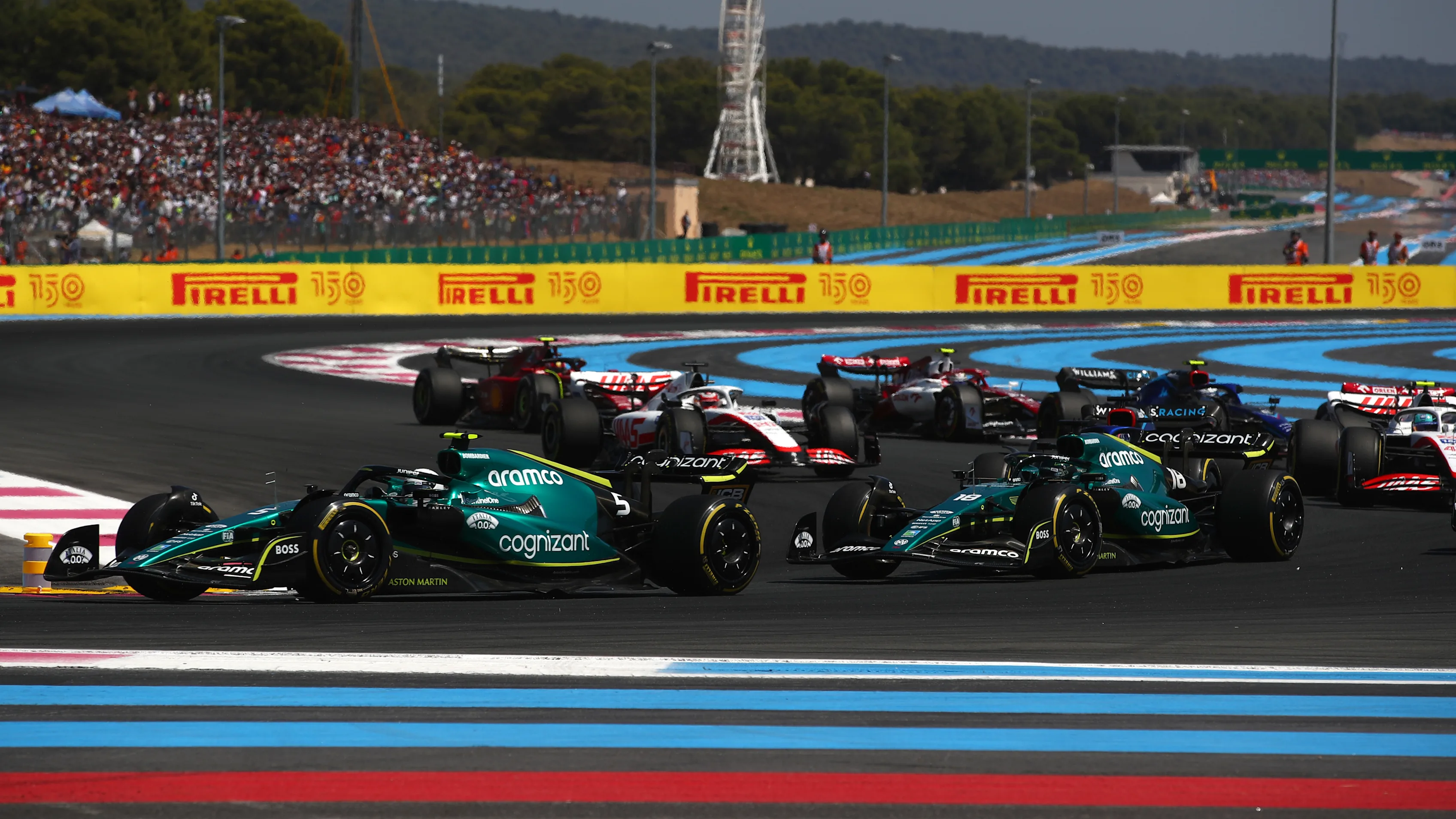 LE CASTELLET, FRANCE - JULY 24: Sebastian Vettel of Germany driving the (5) Aston Martin AMR22