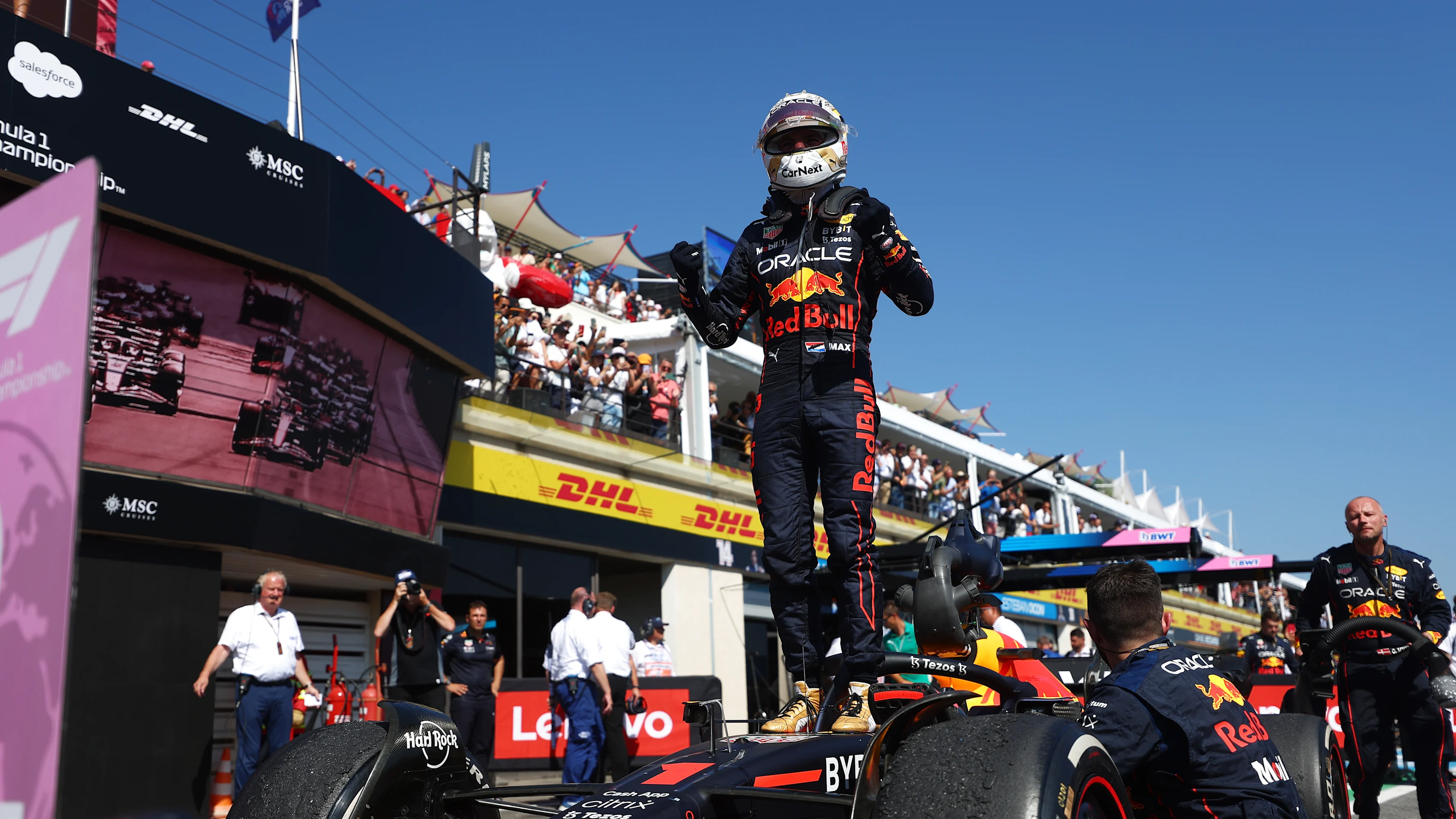 LE CASTELLET, FRANCE - JULY 24: Race winner Max Verstappen of the Netherlands and Oracle Red Bull