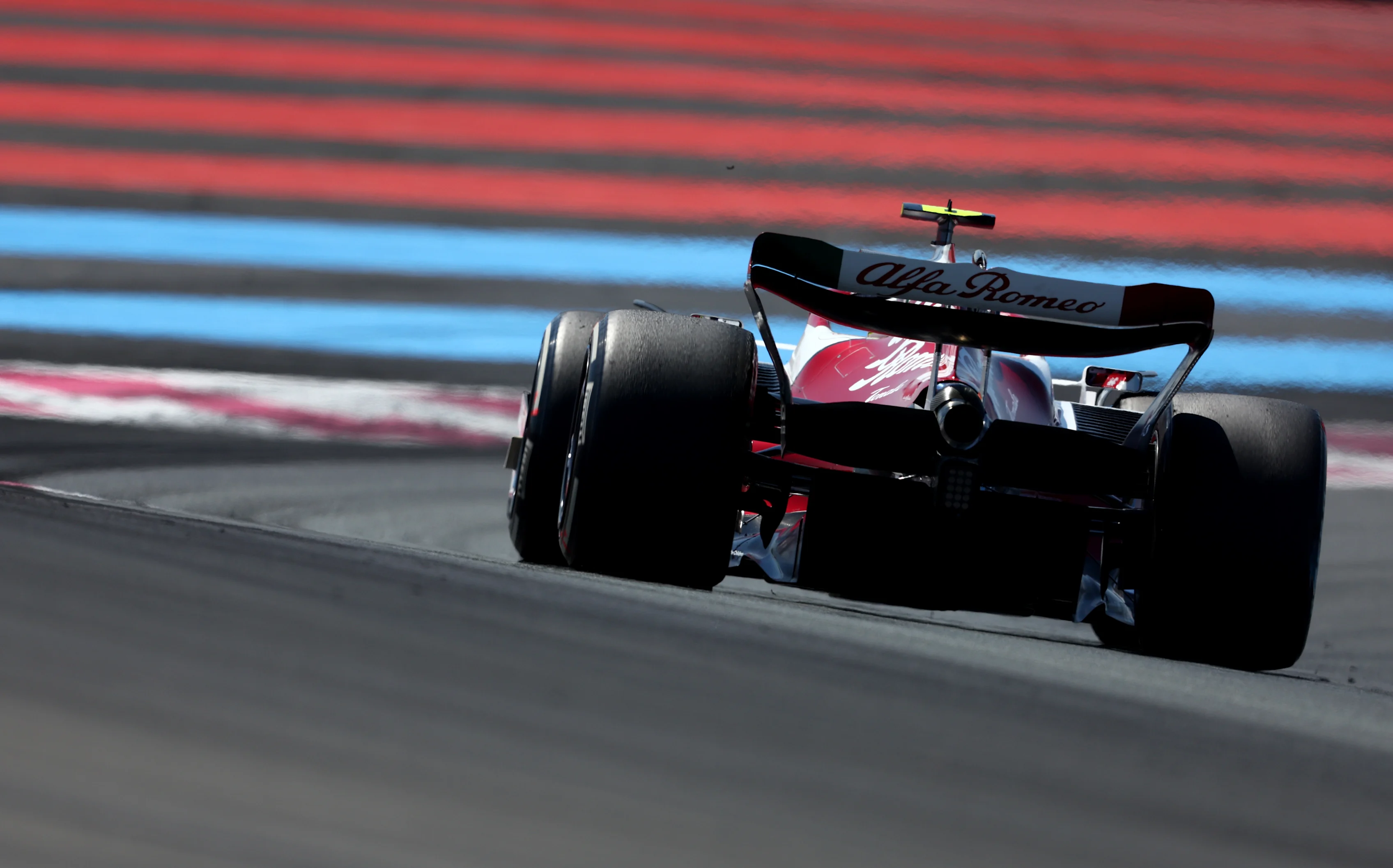 LE CASTELLET, FRANCE - JULY 24: Zhou Guanyu of China driving the (24) Alfa Romeo F1 C42 Ferrari on track during the F1 Grand Prix of France at Circuit Paul Ricard on July 24, 2022 in Le Castellet, France. (Photo by Clive Rose/Getty Images)