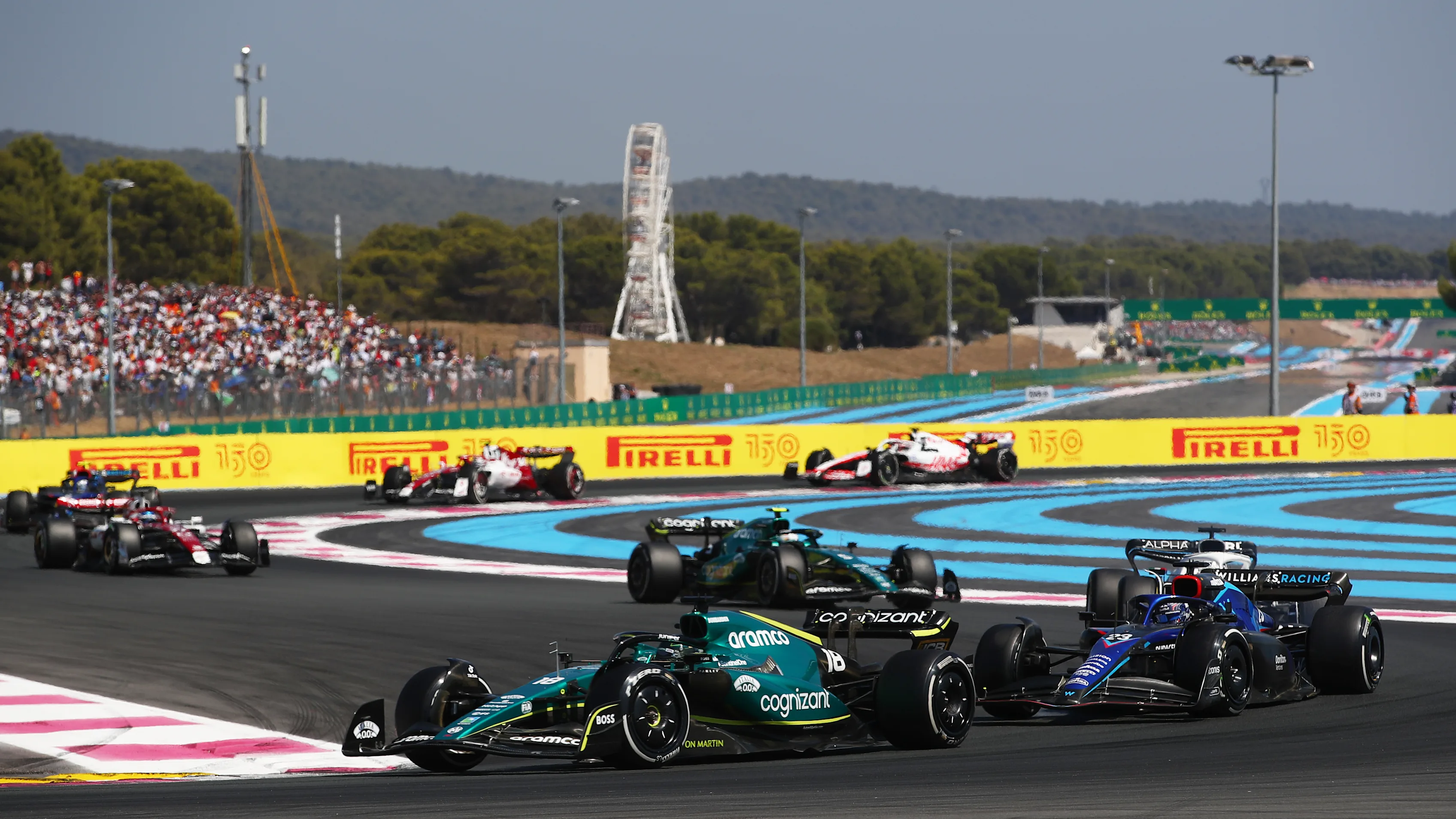 LE CASTELLET, FRANCE - JULY 24: Lance Stroll of Canada driving the (18) Aston Martin AMR22 Mercedes