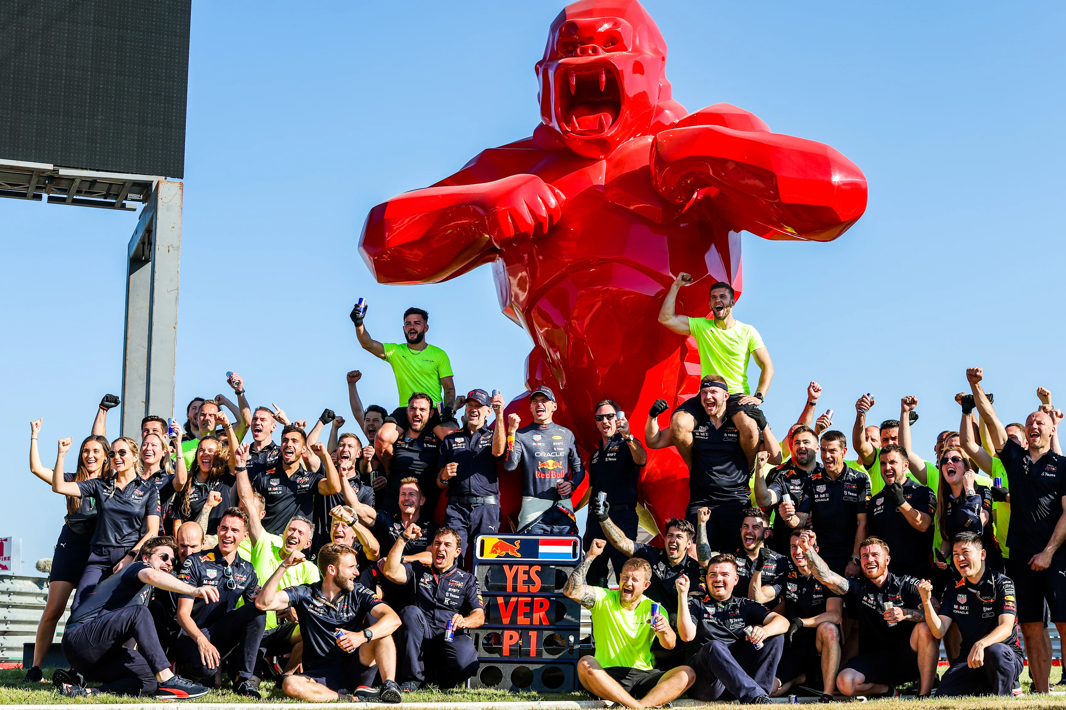 LE CASTELLET, FRANCE - JULY 24: Max Verstappen of Red Bull Racing and The Netherlands celebrates