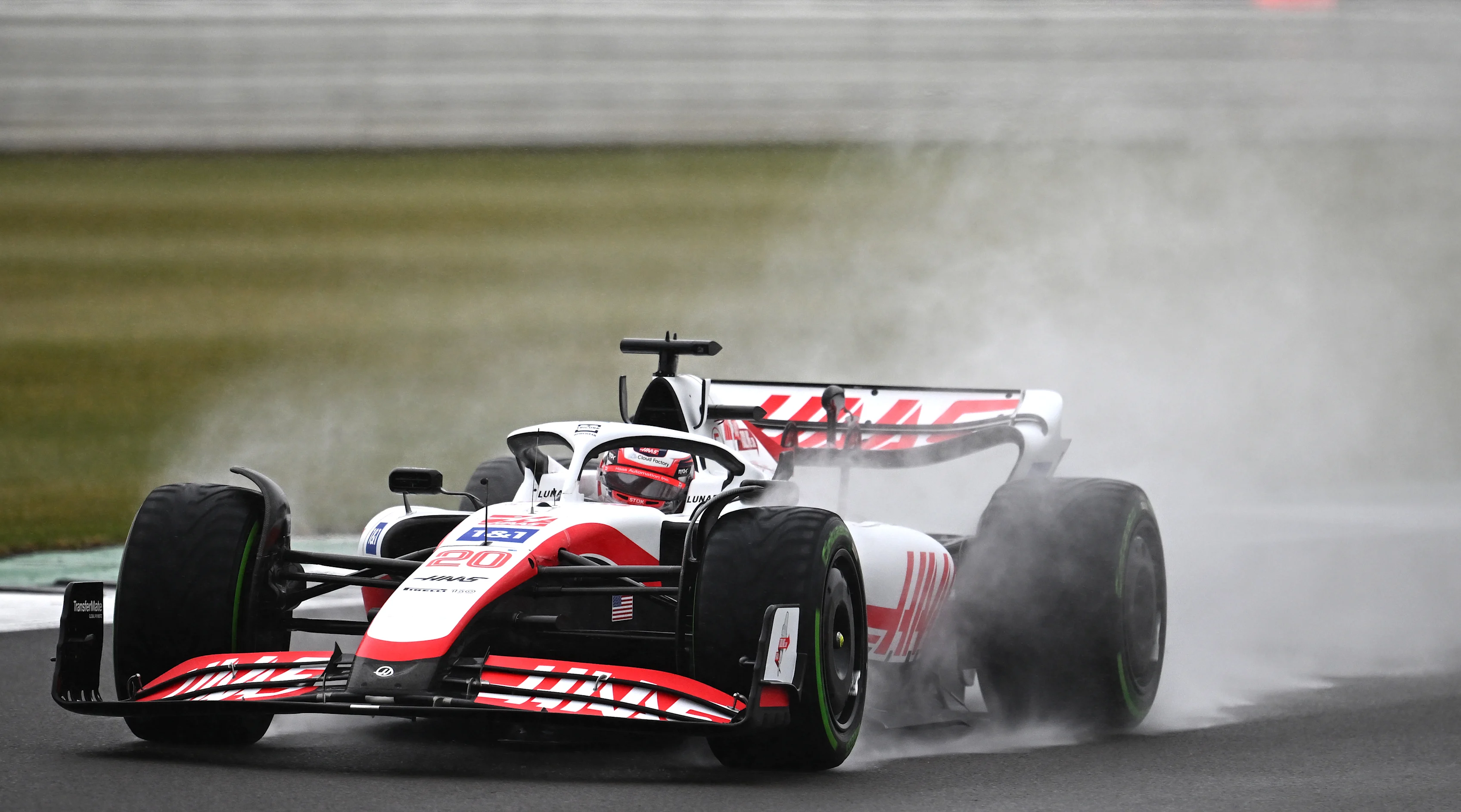 NORTHAMPTON, ENGLAND - JULY 02: Kevin Magnussen of Denmark driving the (20) Haas F1 VF-22 Ferrari