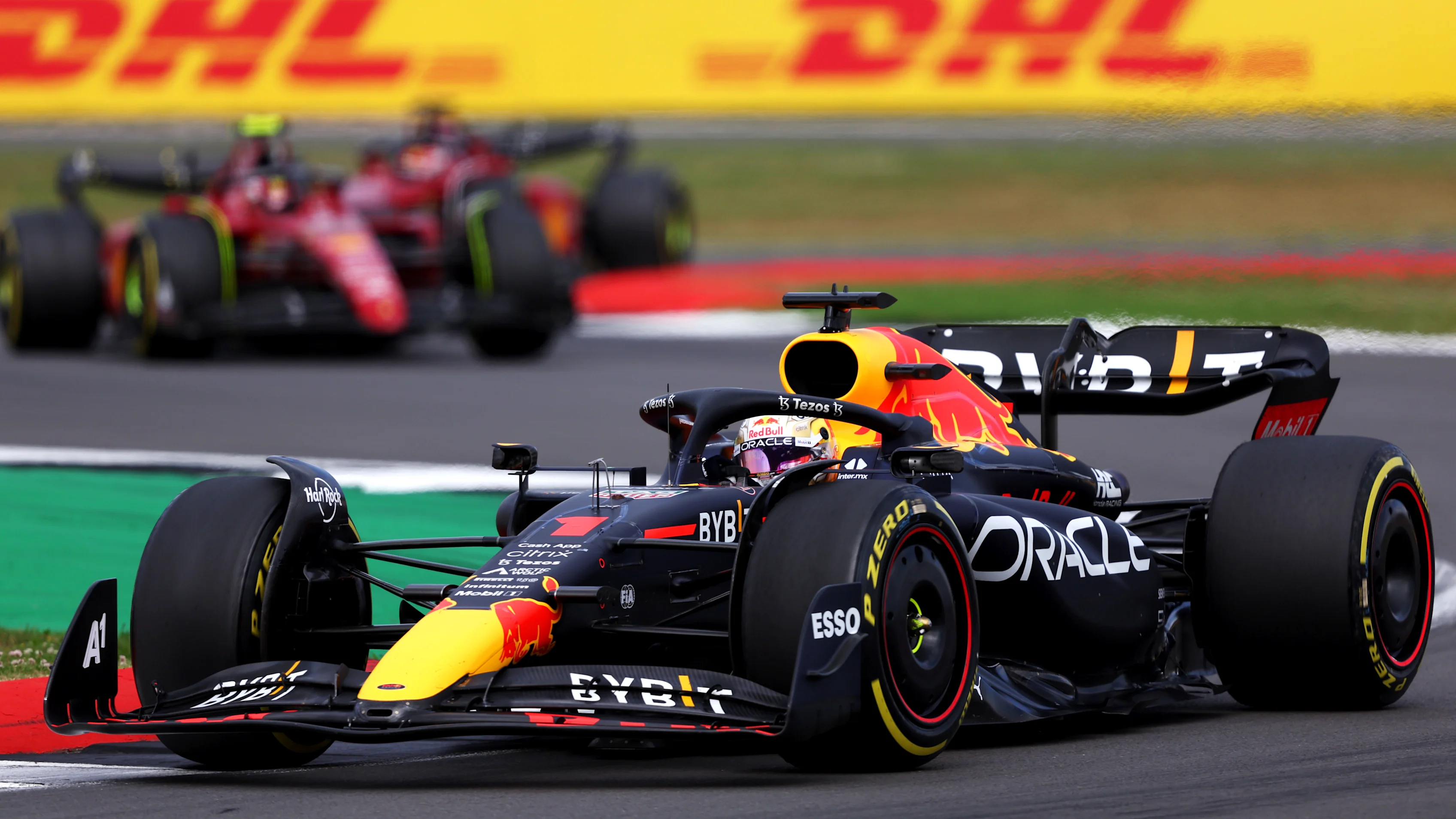 NORTHAMPTON, ENGLAND - JULY 03: Max Verstappen of the Netherlands driving the (1) Oracle Red Bull