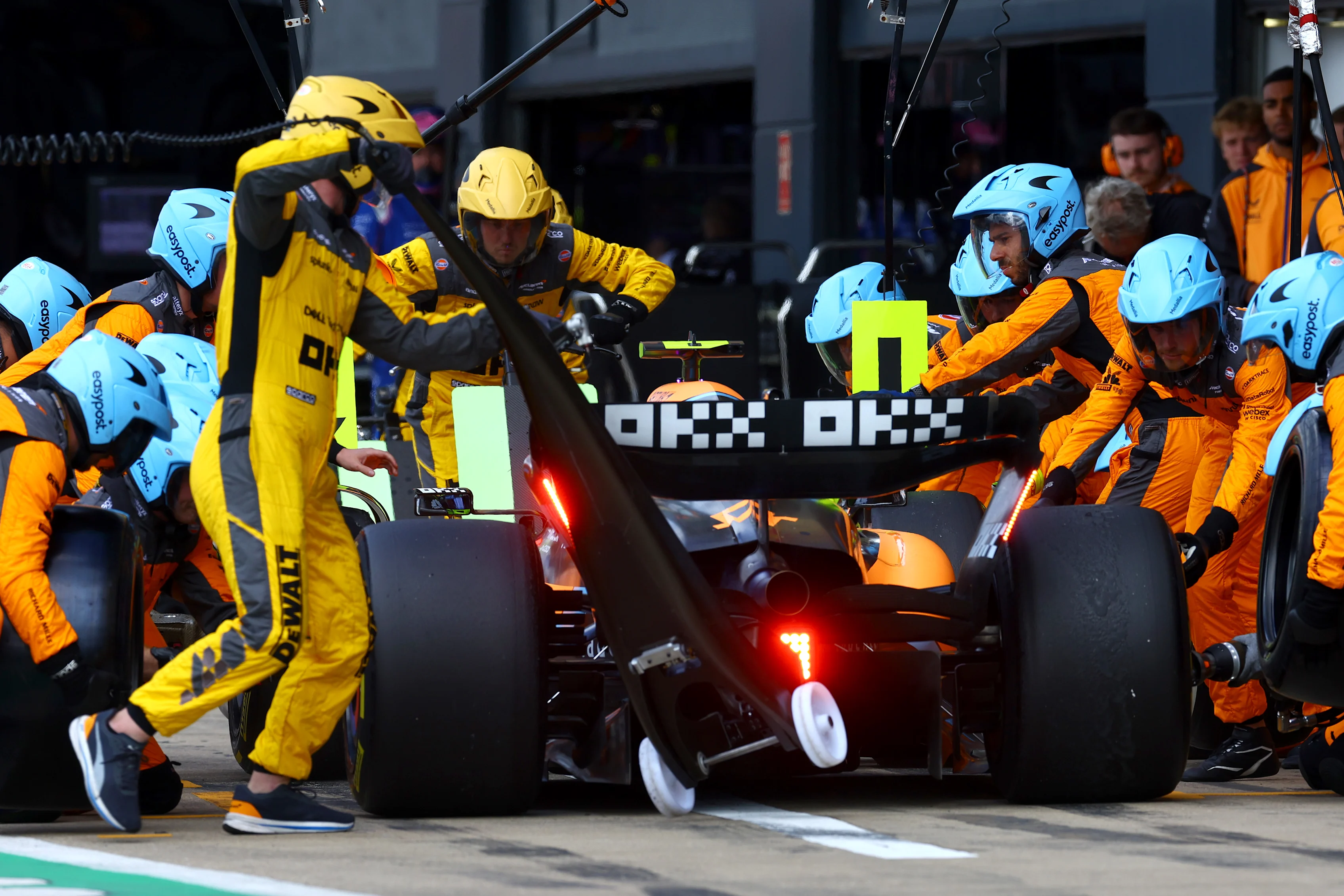NORTHAMPTON, ENGLAND - JULY 03: Lando Norris of Great Britain driving the (4) McLaren MCL36
