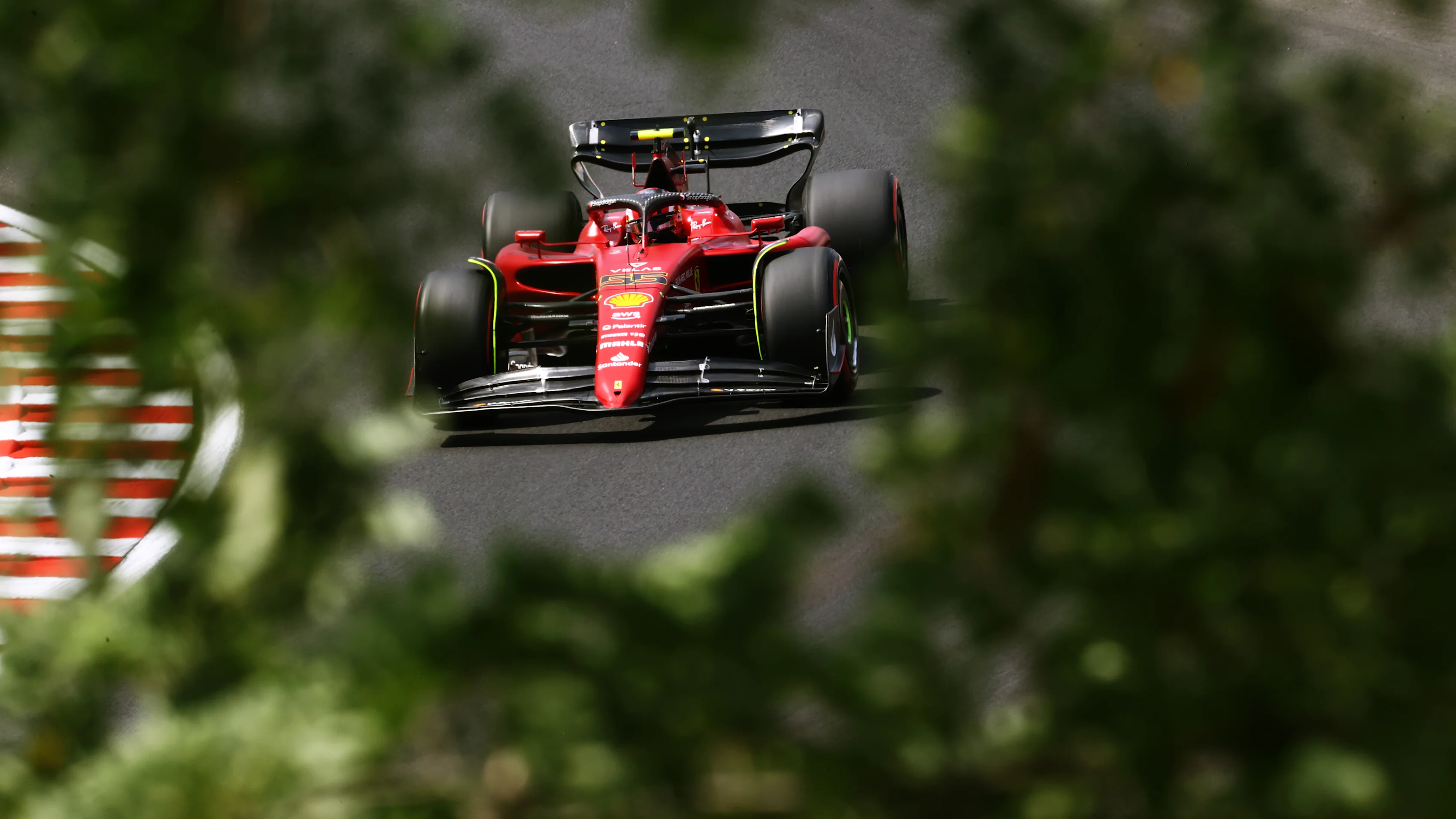 BUDAPEST, HUNGARY - JULY 29: Carlos Sainz of Spain driving (55) the Ferrari F1-75 on track during