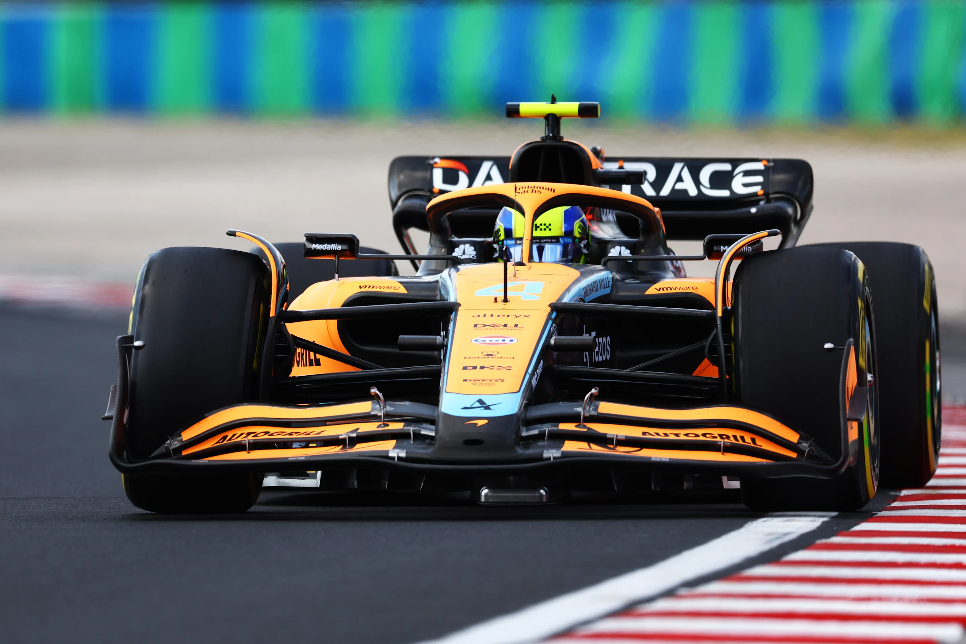 BUDAPEST, HUNGARY - JULY 29: Lando Norris of Great Britain driving the (4) McLaren MCL36 Mercedes on track during practice ahead of the F1 Grand Prix of Hungary at Hungaroring on July 29, 2022 in Budapest, Hungary. (Photo by Francois Nel/Getty Images)