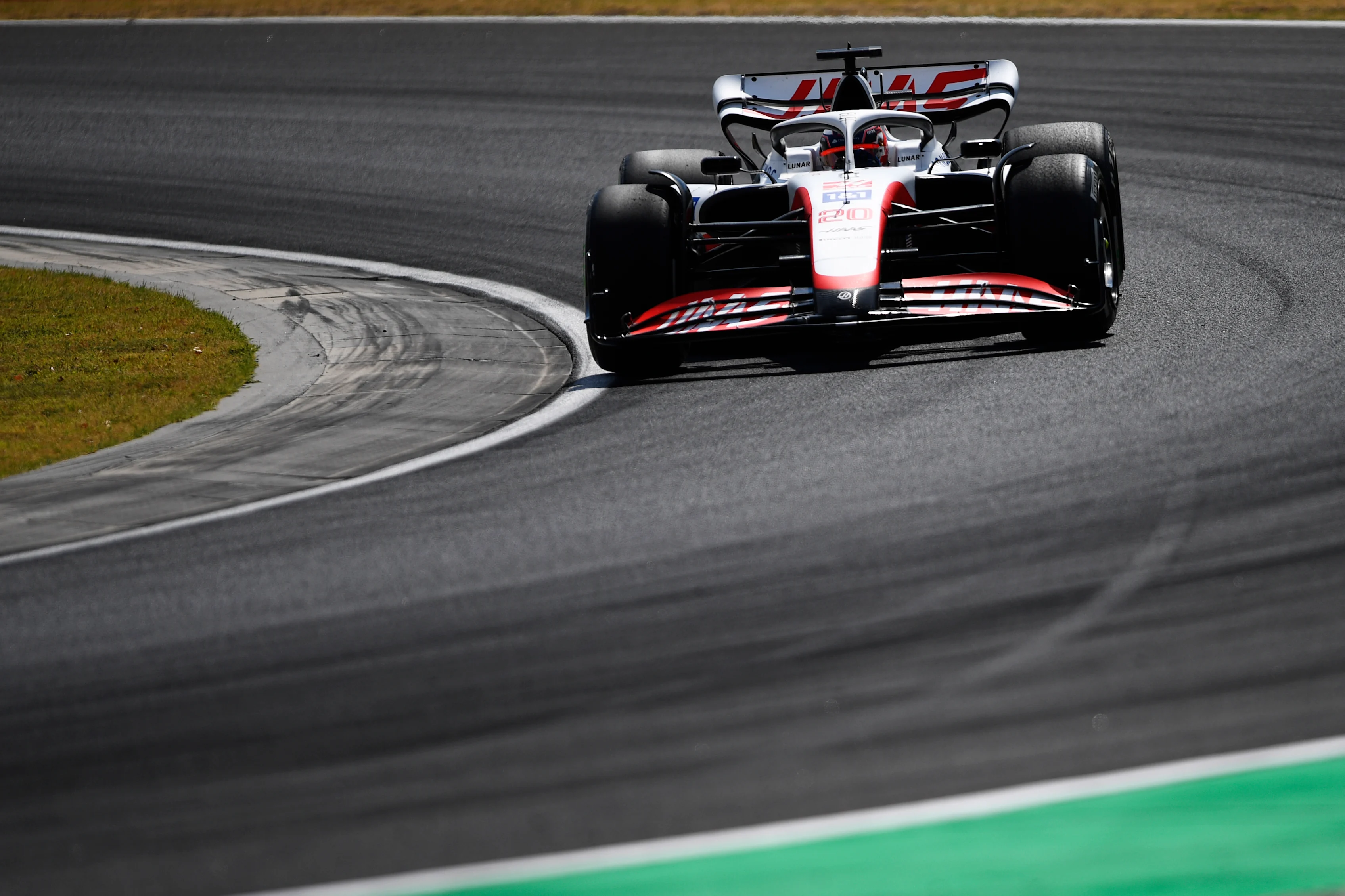 BUDAPEST, HUNGARY - JULY 29: Kevin Magnussen of Denmark driving the (20) Haas F1 VF-22 Ferrari on track during practice ahead of the F1 Grand Prix of Hungary at Hungaroring on July 29, 2022 in Budapest, Hungary. (Photo by Rudy Carezzevoli - Formula 1/Formula 1 via Getty Images)