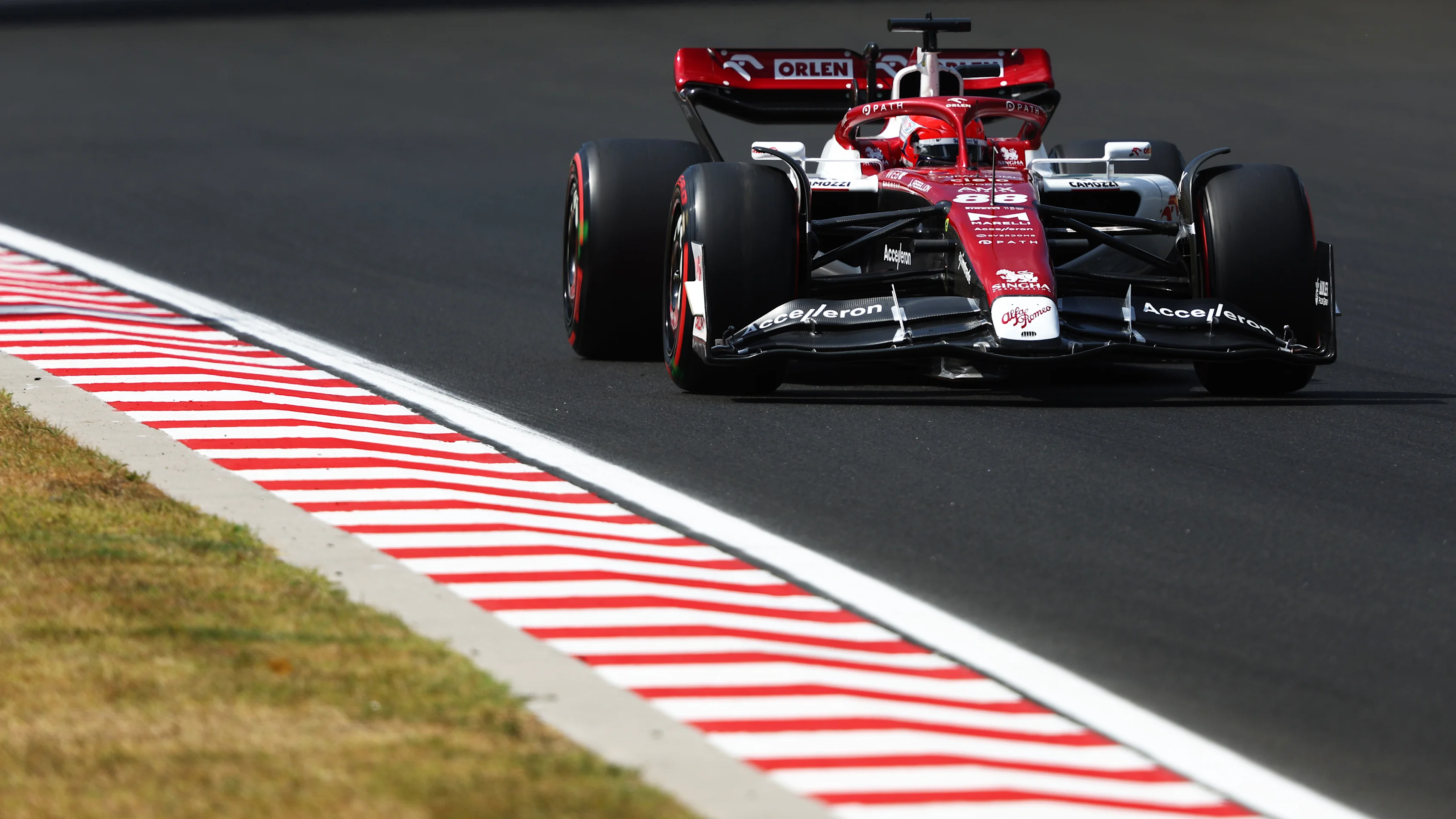 BUDAPEST, HUNGARY - JULY 29: Robert Kubica of Poland driving the (88) Alfa Romeo F1 C42 Ferrari on track during practice ahead of the F1 Grand Prix of Hungary at Hungaroring on July 29, 2022 in Budapest, Hungary. (Photo by Bryn Lennon - Formula 1/Formula 1 via Getty Images)