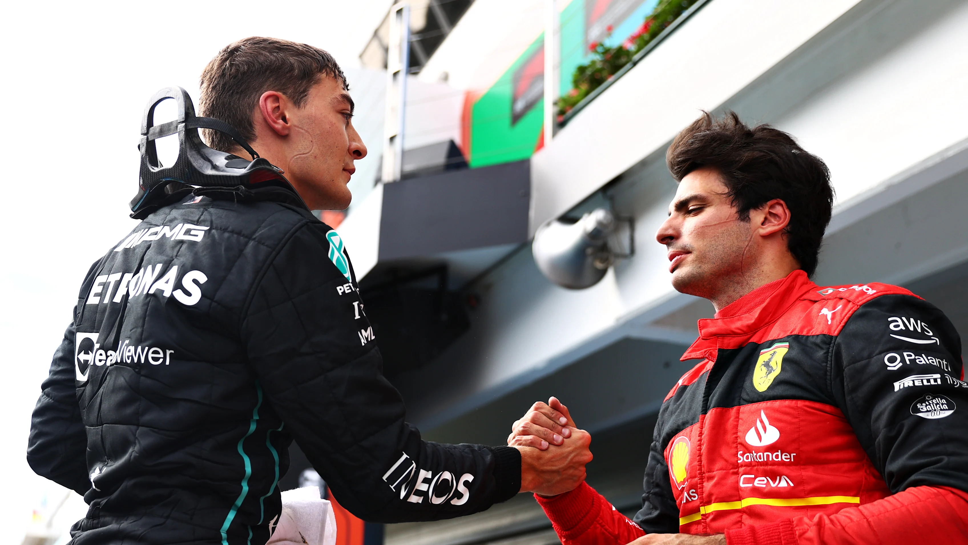 BUDAPEST, HUNGARY - JULY 30: Pole position qualifier George Russell of Great Britain and Mercedes