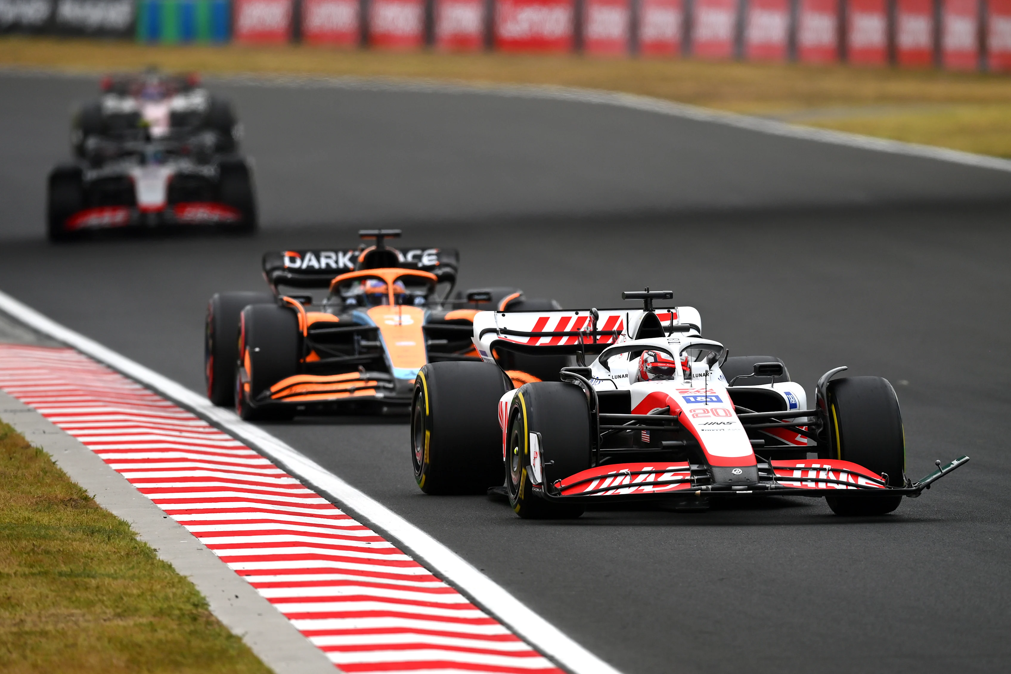 BUDAPEST, HUNGARY - JULY 31: Kevin Magnussen of Denmark driving the (20) Haas F1 VF-22 Ferrari