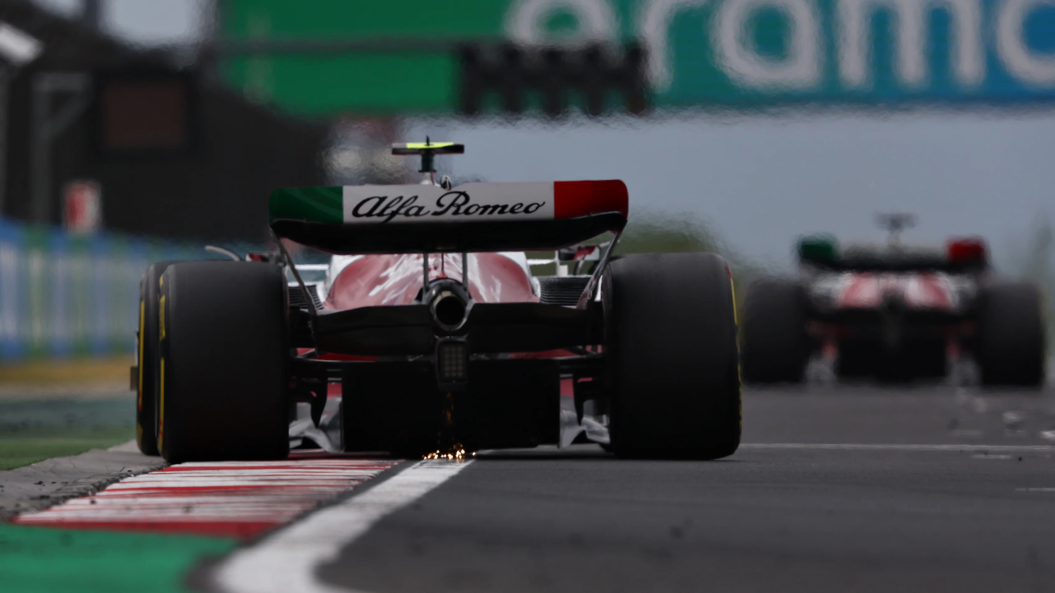 BUDAPEST, HUNGARY - JULY 31: Zhou Guanyu of China driving the (24) Alfa Romeo F1 C42 Ferrari on track during the F1 Grand Prix of Hungary at Hungaroring on July 31, 2022 in Budapest, Hungary. (Photo by Bryn Lennon - Formula 1/Formula 1 via Getty Images)
