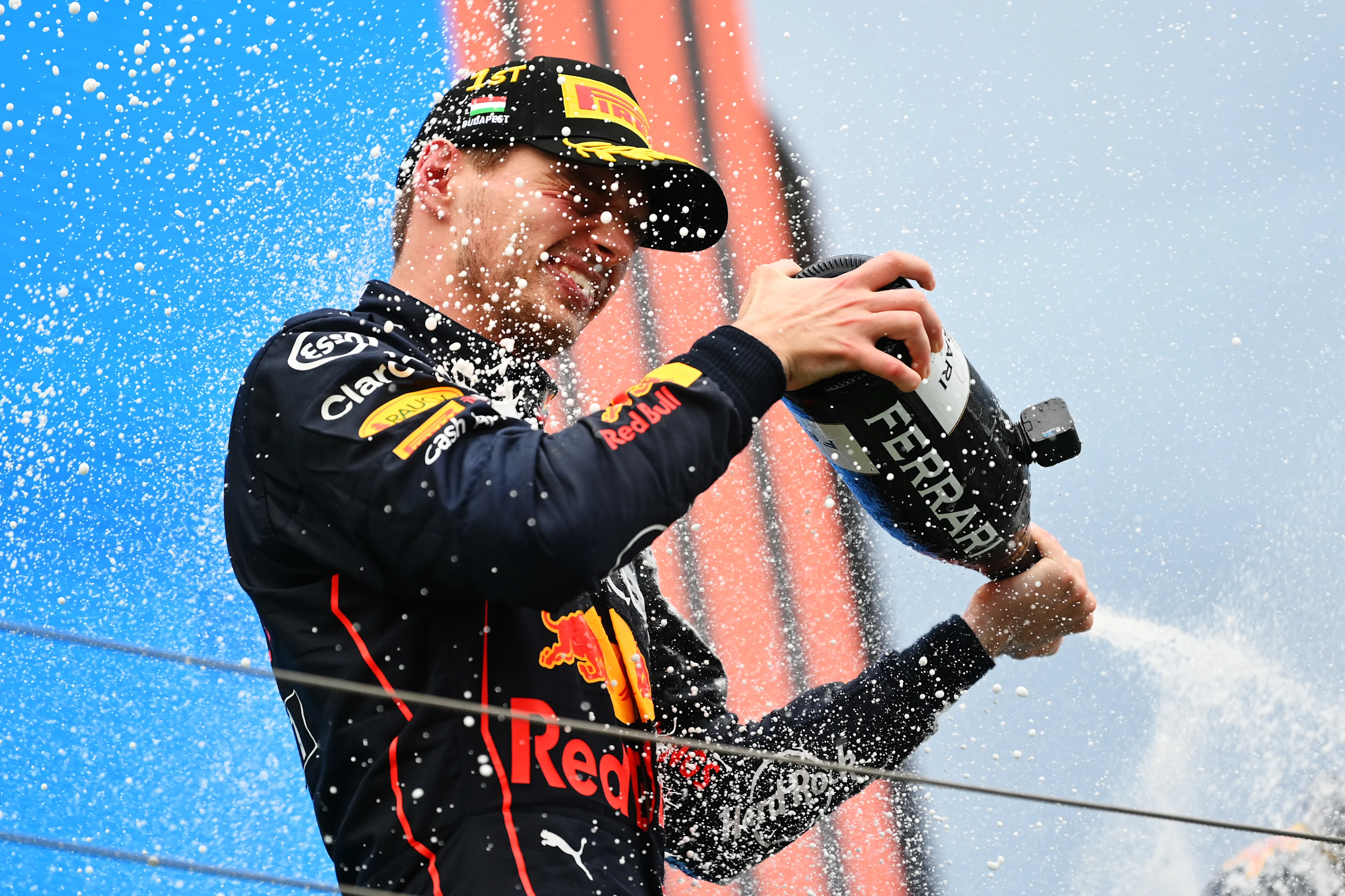 BUDAPEST, HUNGARY - JULY 31: Race winner Max Verstappen of the Netherlands and Oracle Red Bull
