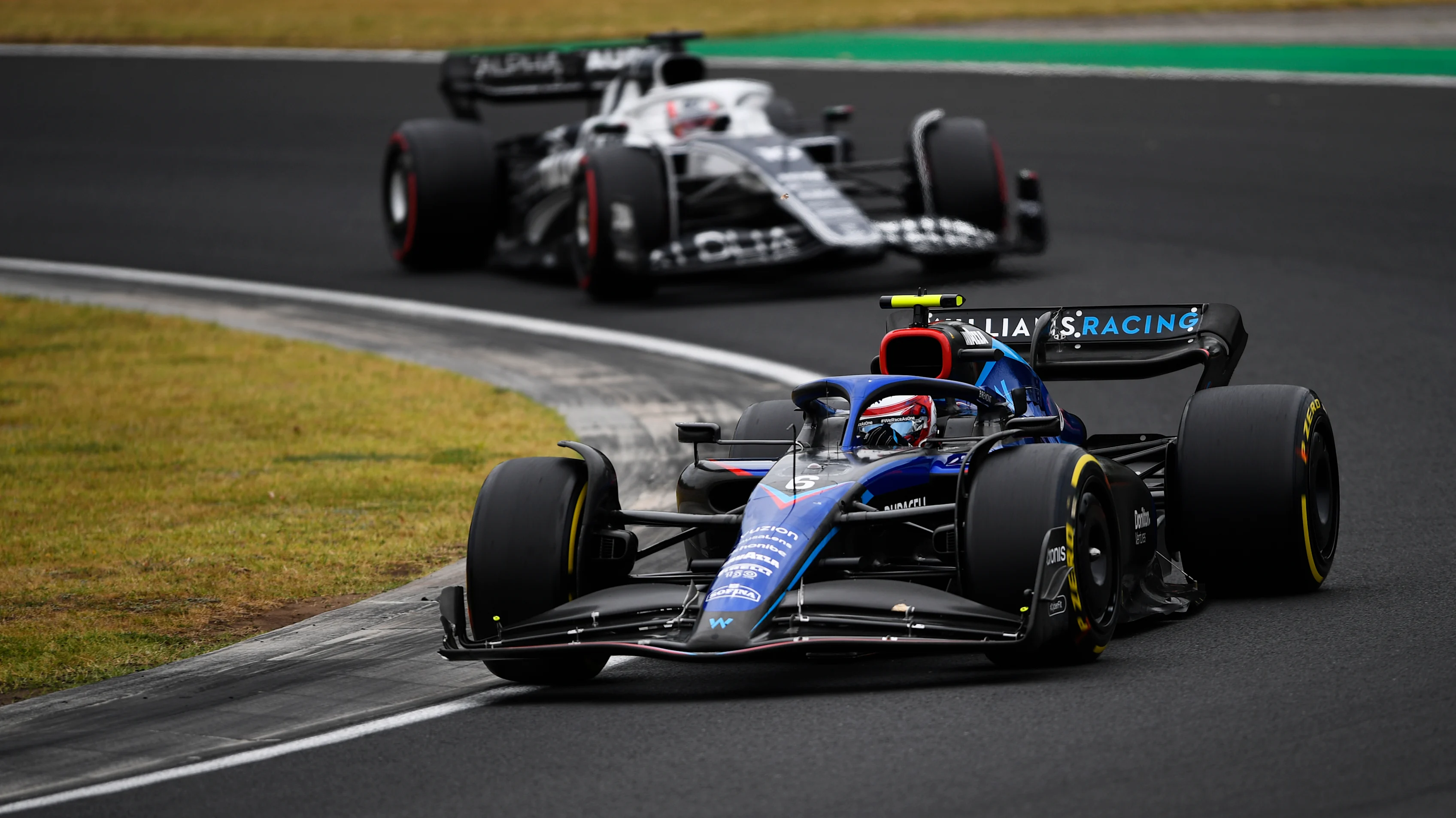BUDAPEST, HUNGARY - JULY 31: Nicholas Latifi of Canada driving the (6) Williams FW44 Mercedes leads