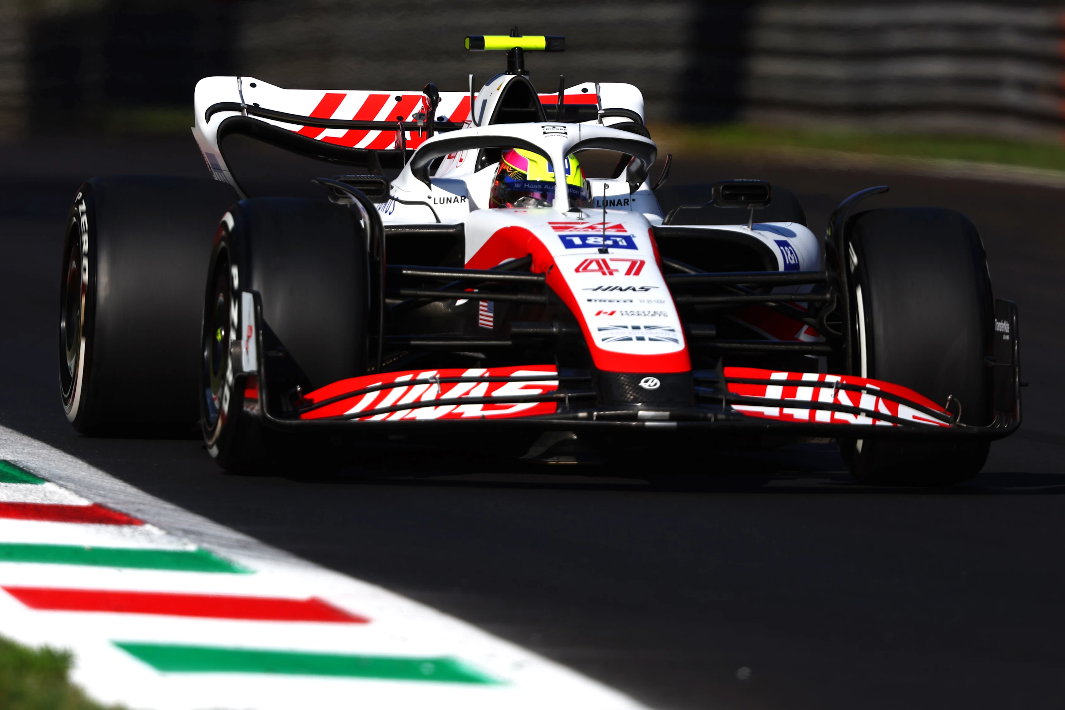 MONZA, ITALY - SEPTEMBER 09: Mick Schumacher of Germany driving the (47) Haas F1 VF-22 Ferrari on track during practice ahead of the F1 Grand Prix of Italy at Autodromo Nazionale Monza on September 09, 2022 in Monza, Italy. (Photo by Bryn Lennon - Formula 1/Formula 1 via Getty Images)