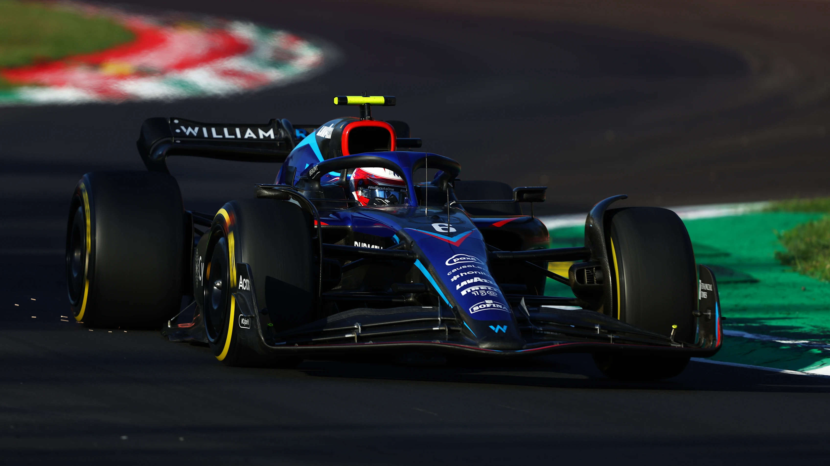 MONZA, ITALY - SEPTEMBER 09: Nicholas Latifi of Canada driving the (6) Williams FW44 Mercedes on