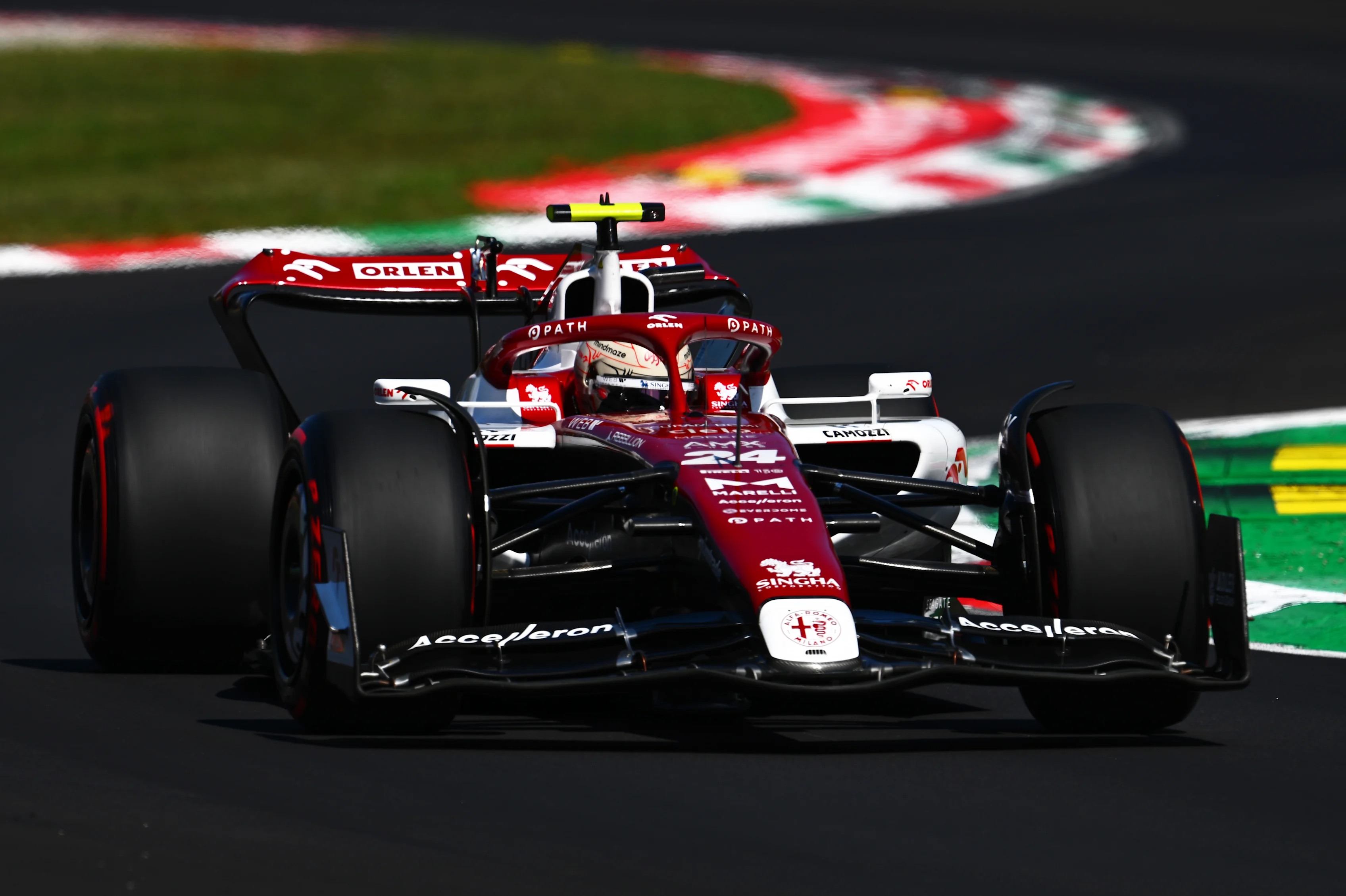 MONZA, ITALY - SEPTEMBER 10: Zhou Guanyu of China driving the (24) Alfa Romeo F1 C42 Ferrari on