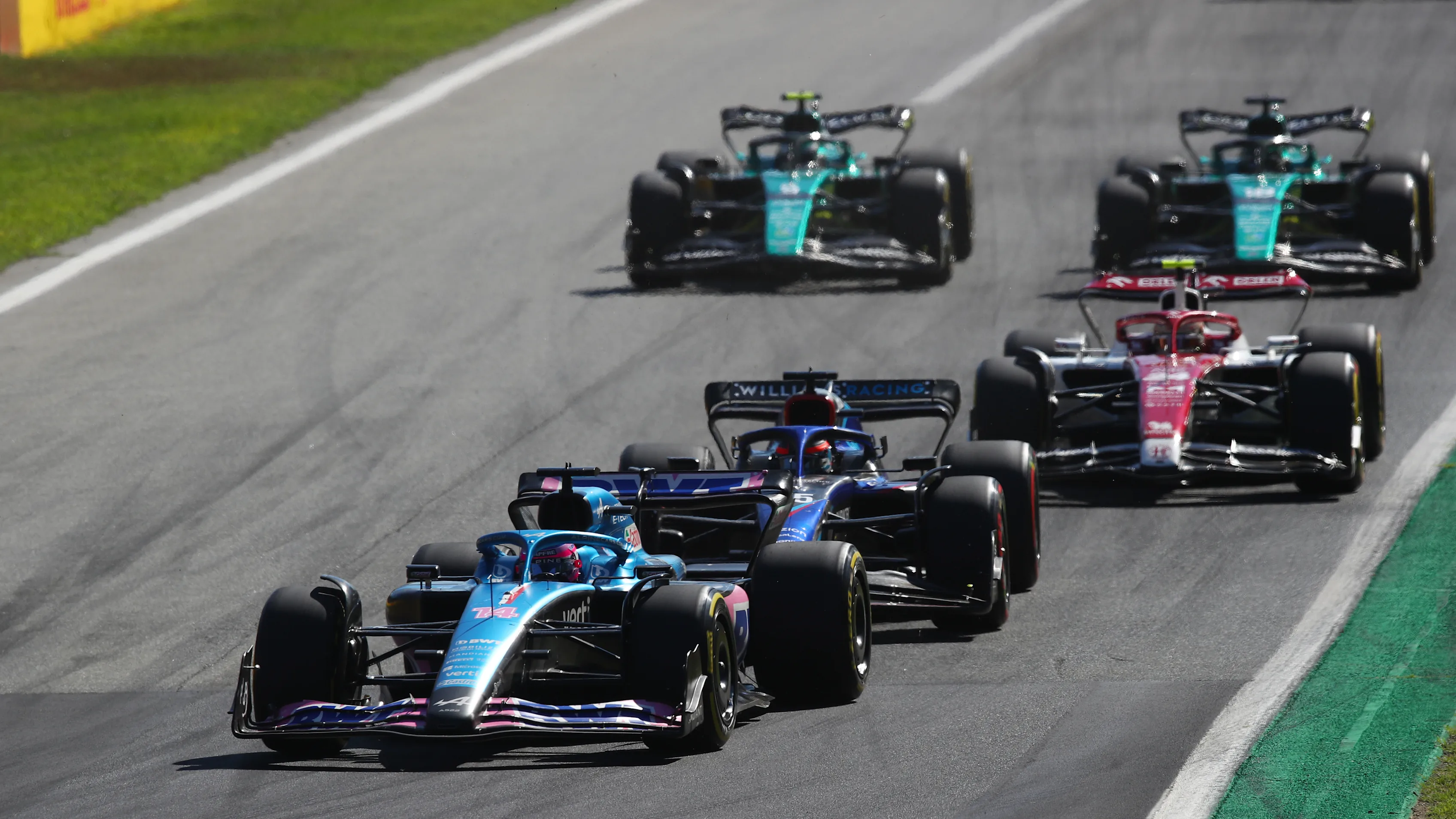MONZA, ITALY - SEPTEMBER 11: Fernando Alonso of Spain driving the (14) Alpine F1 A522 Renault on