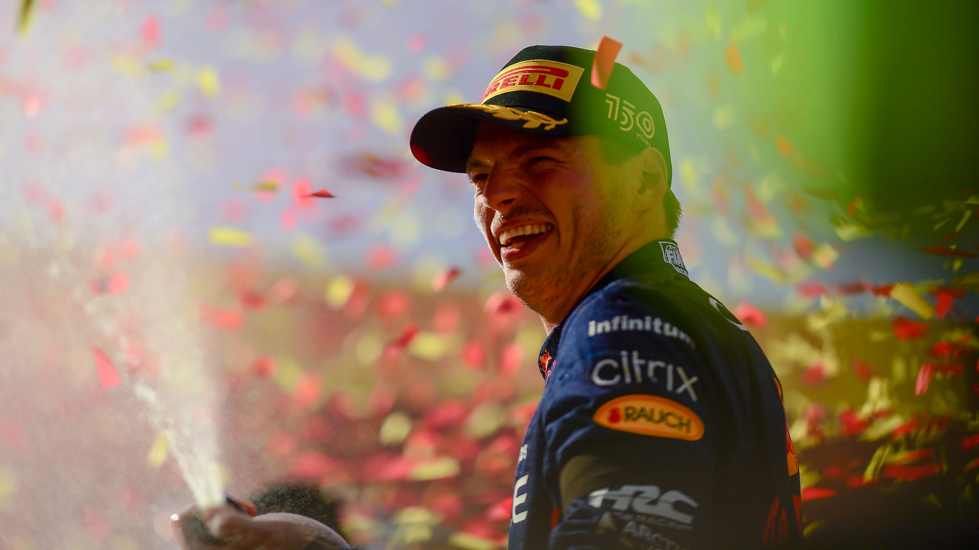 MONZA, ITALY - SEPTEMBER 11: Race winner Max Verstappen of the Netherlands and Oracle Red Bull