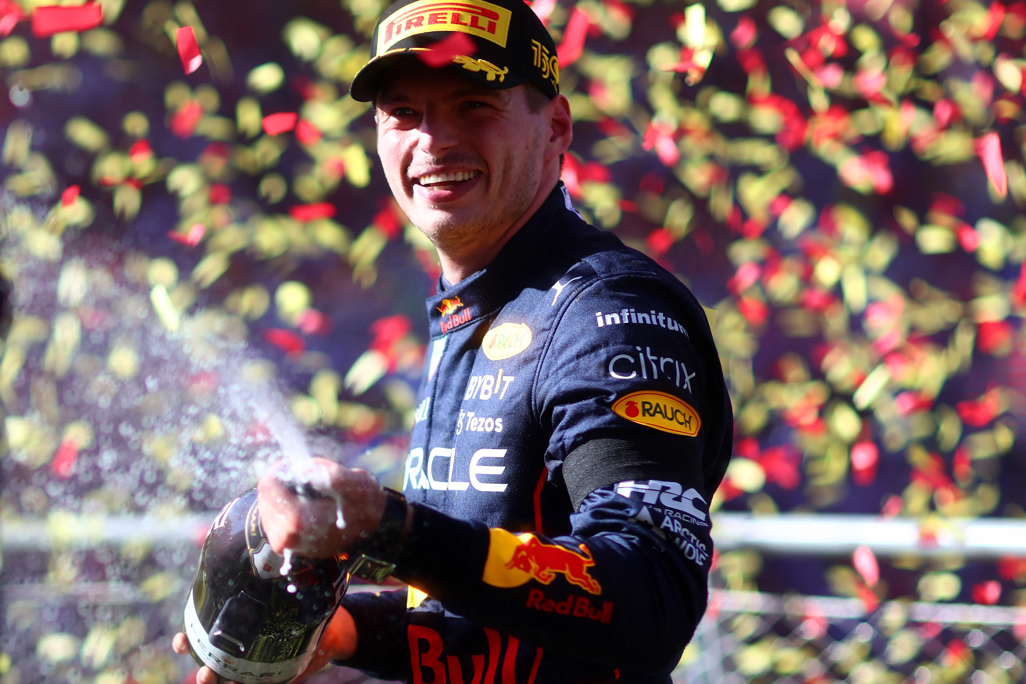 MONZA, ITALY - SEPTEMBER 11: Race winner Max Verstappen of the Netherlands and Oracle Red Bull