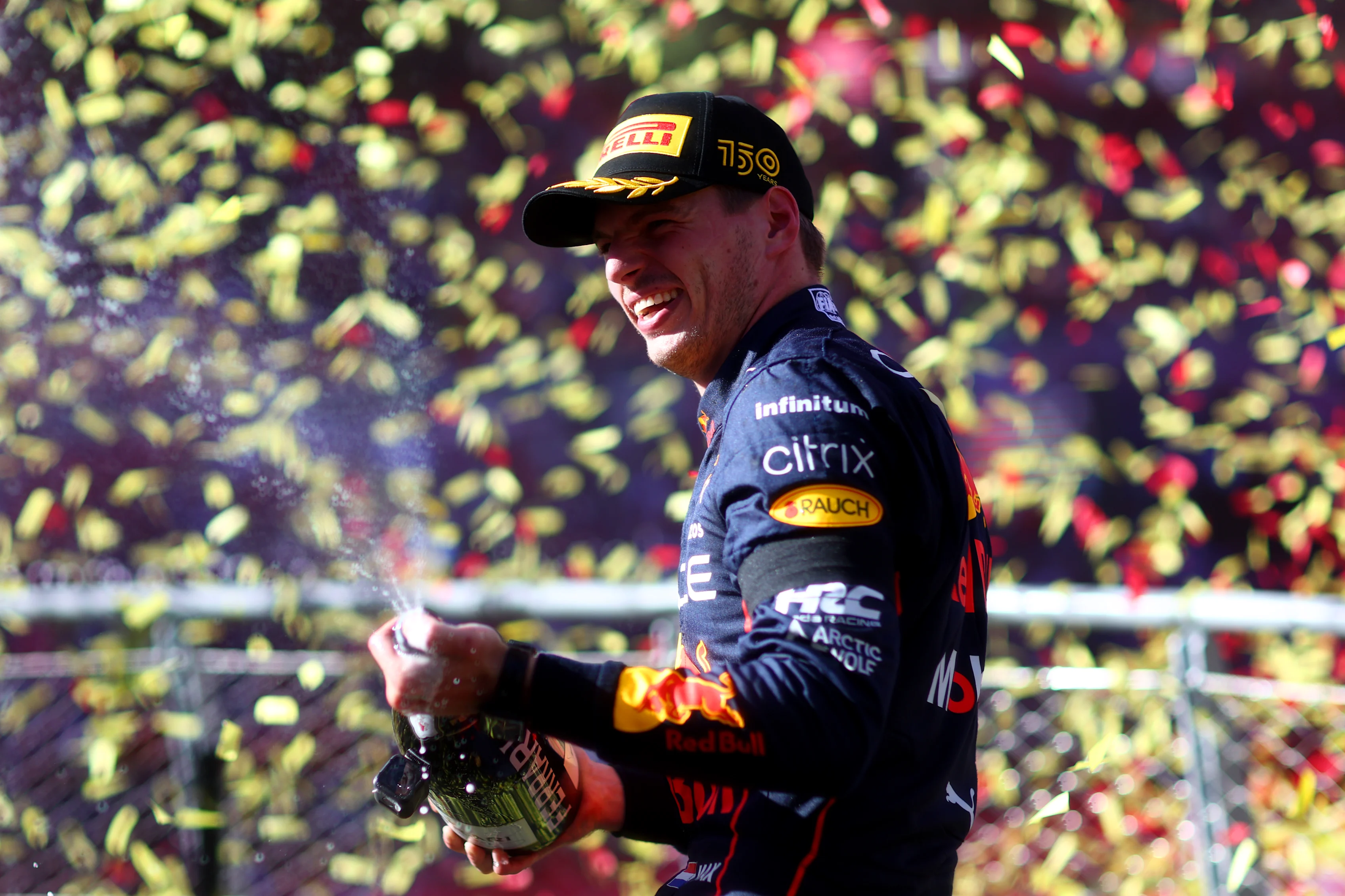 MONZA, ITALY - SEPTEMBER 11: Race winner Max Verstappen of the Netherlands and Oracle Red Bull