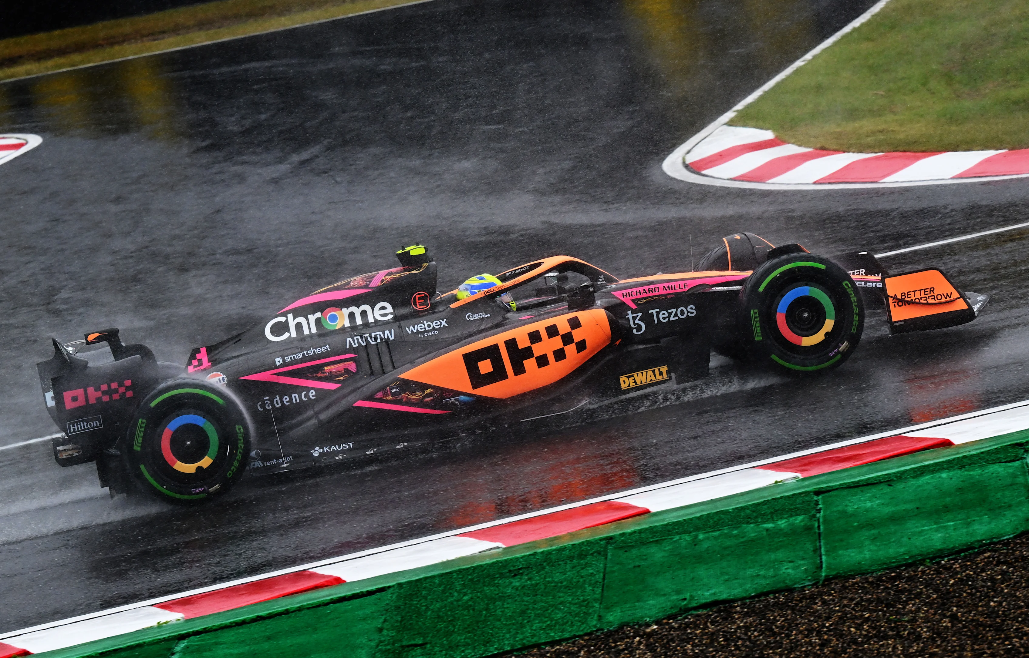 SUZUKA, JAPAN - OCTOBER 09: Lando Norris of Great Britain driving the (4) McLaren MCL36 Mercedes on