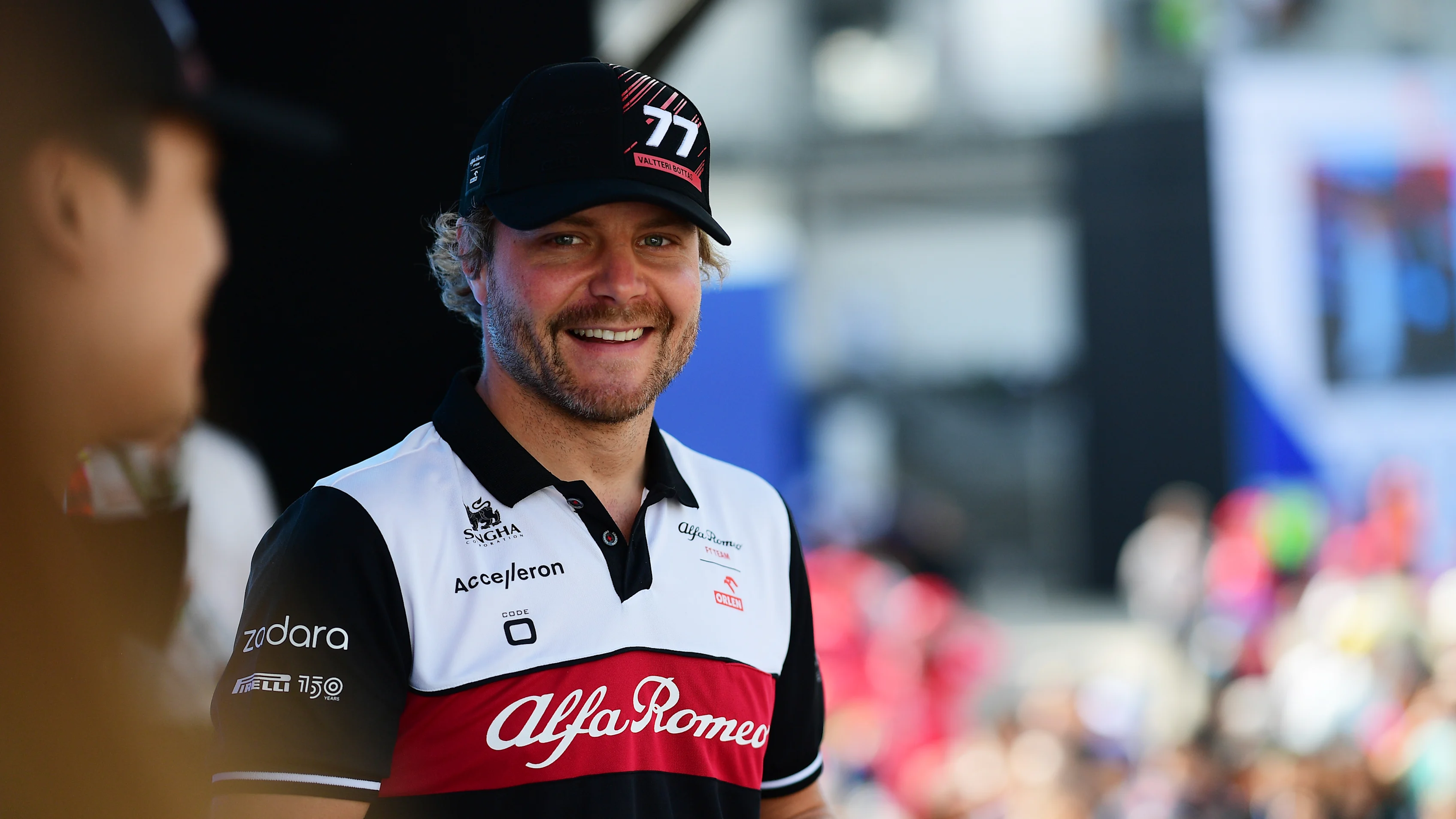 MEXICO CITY, MEXICO - OCTOBER 28: Valtteri Bottas of Finland and Alfa Romeo F1 looks on from the