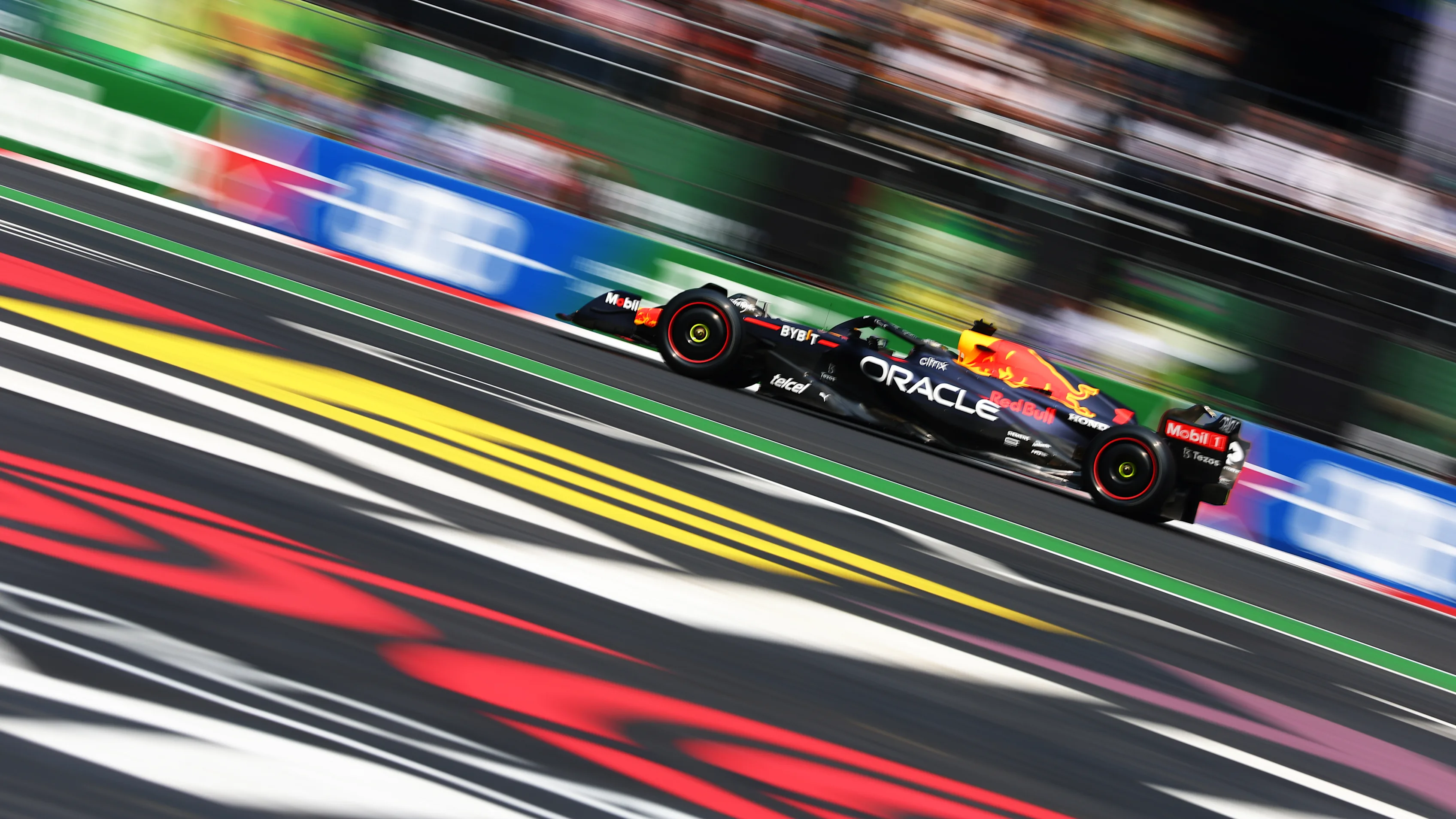 MEXICO CITY, MEXICO - OCTOBER 28: Max Verstappen of the Netherlands driving the (1) Oracle Red Bull