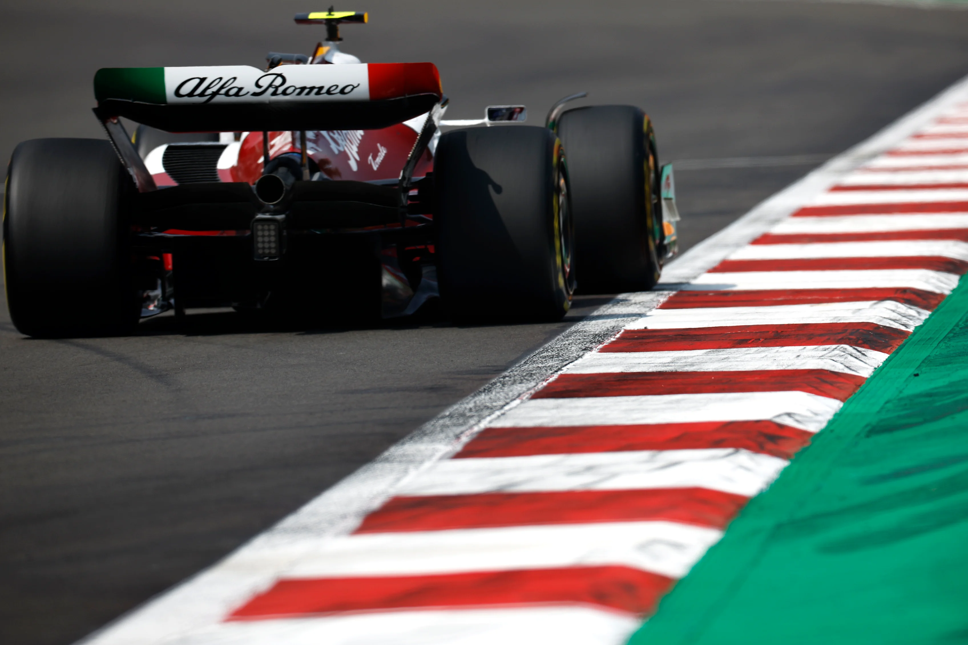 MEXICO CITY, MEXICO - OCTOBER 29: Zhou Guanyu of China driving the (24) Alfa Romeo F1 C42 Ferrari on track during final practice ahead of the F1 Grand Prix of Mexico at Autodromo Hermanos Rodriguez on October 29, 2022 in Mexico City, Mexico. (Photo by Chris Graythen/Getty Images)